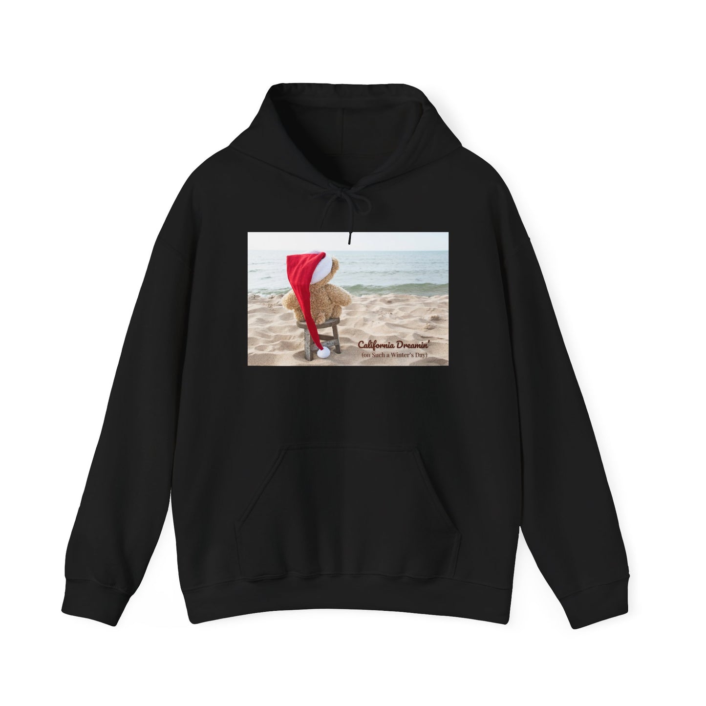 California Christmas Hoodie | Santa Bear on the Beach | Cozy Winter Hoodie | Funny Holiday Sweatshirt | West Coast Xmas Gift