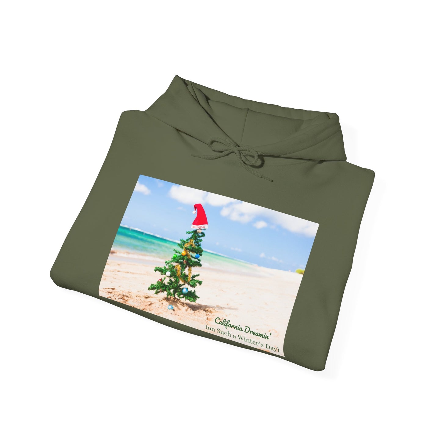 California Dreamin (on Such a Winter's Day) Hoodie - Featuring Santa Tree on the Beach