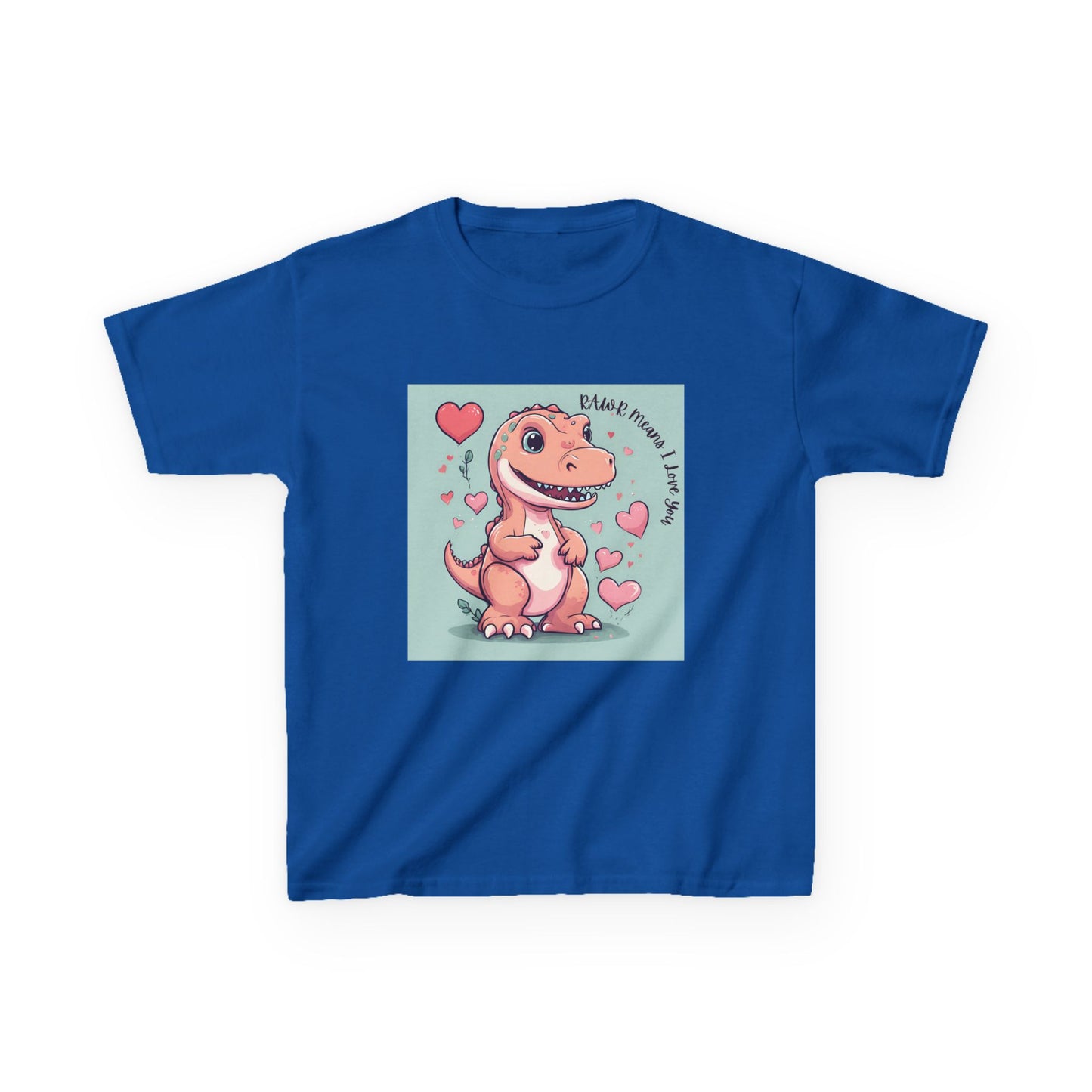 RAWR Means I LOVE YOU - Tan Dino Valentine's Kids Tee