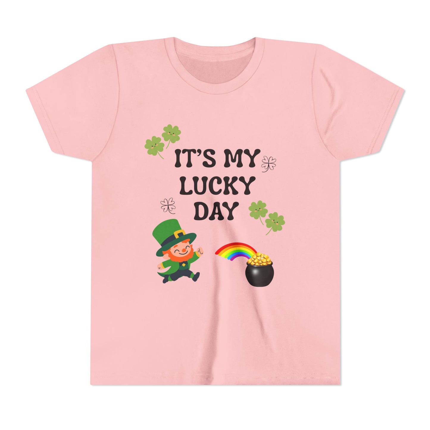 It's My Lucky Day Youth Tee | St. Patrick's Day Leprechaun, Shamrocks, Rainbow Pot of Gold