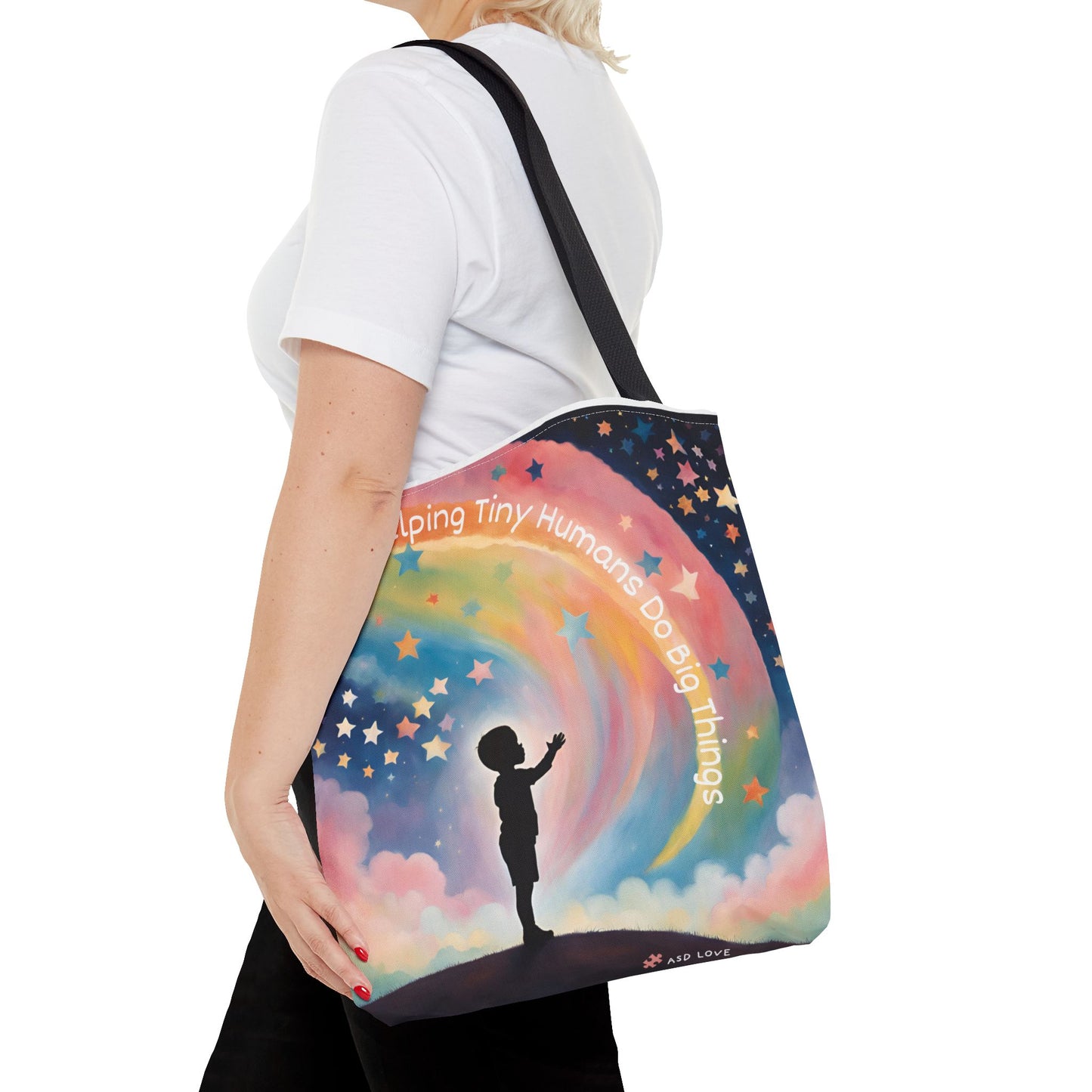 Helping Tiny Humans Do Big Things Tote - Inspiring Kids to Reach for the Stars
