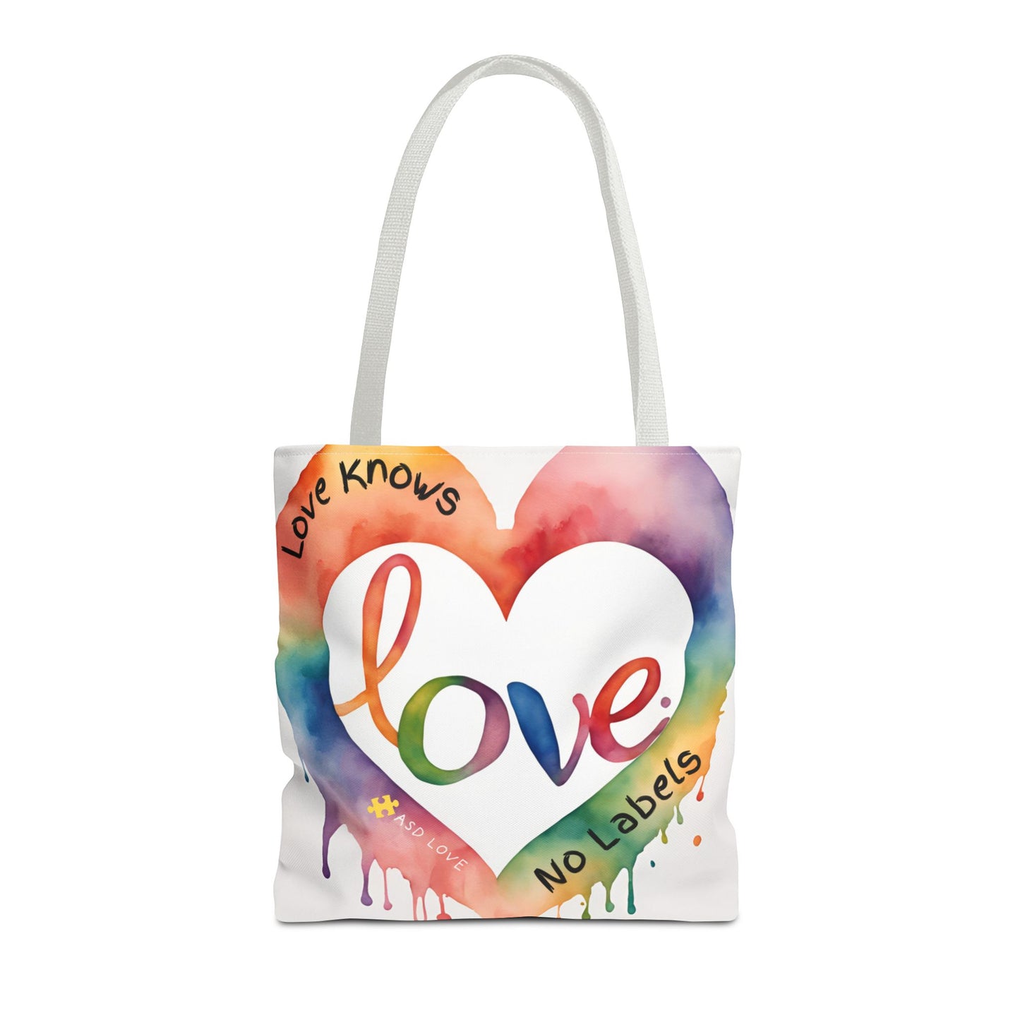 Love Knows No Labels Watercolor Drip Tote Bag - Embrace Acceptance & Harmony