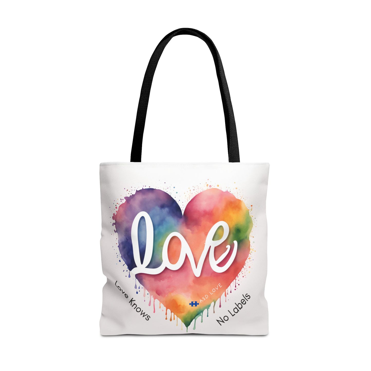 Love Knows No Labels Heart Drip Tote Bag - Show Your Pride & Inclusivity