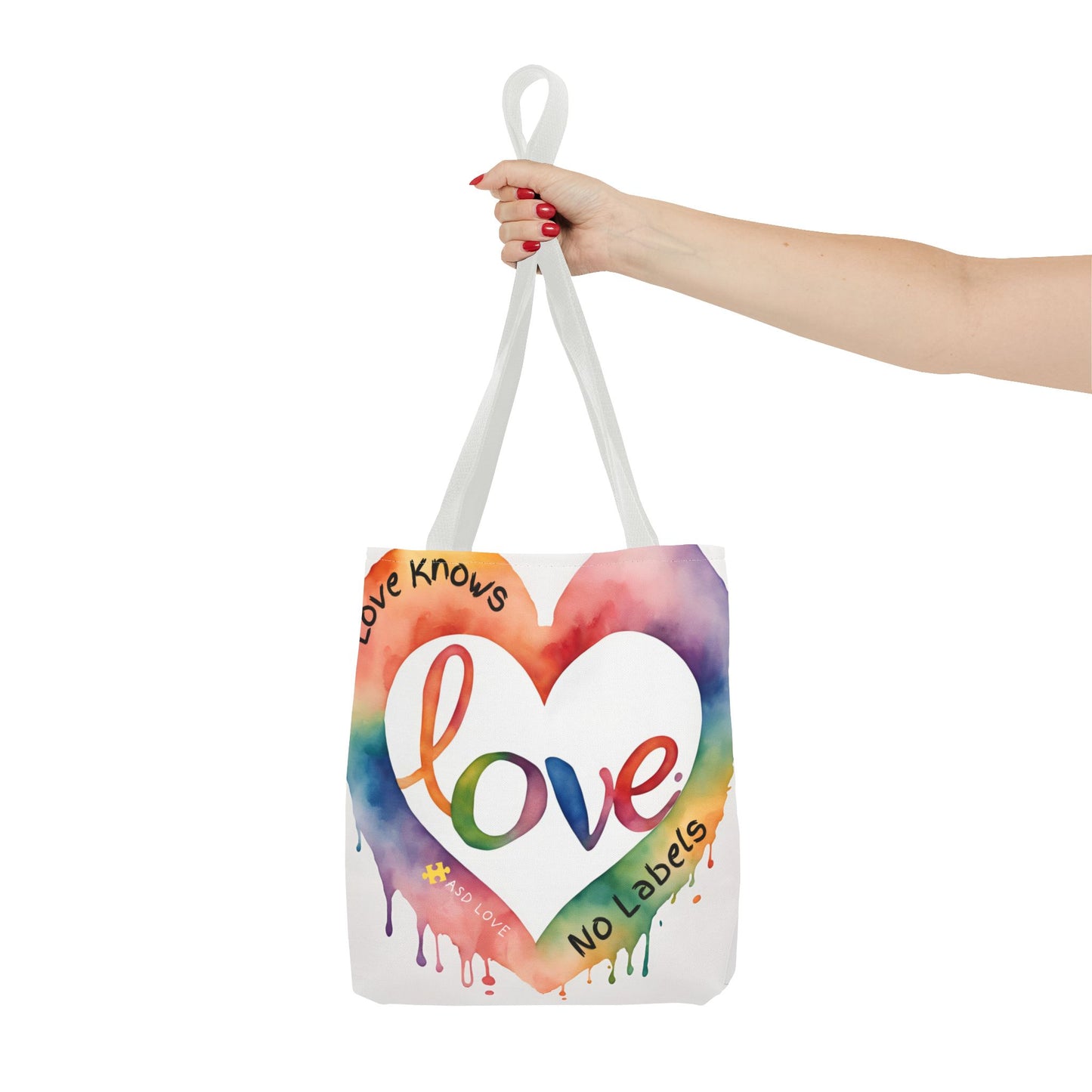 Love Knows No Labels Watercolor Drip Tote Bag - Embrace Acceptance & Harmony