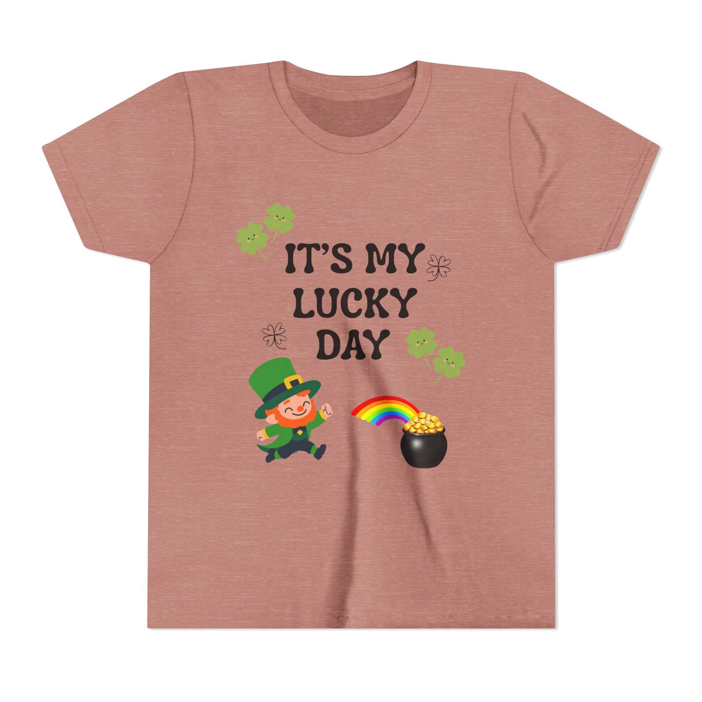 It's My Lucky Day Youth Tee | St. Patrick's Day Leprechaun, Shamrocks, Rainbow Pot of Gold