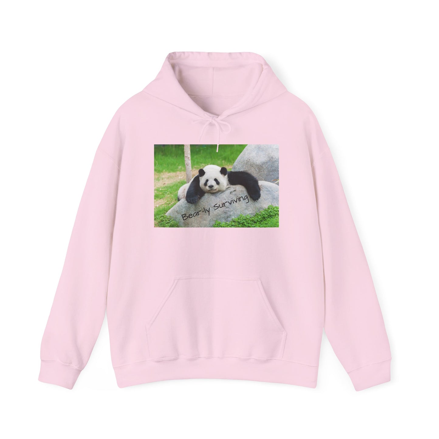 Funny Panda Hoodie | Bear-ly Surviving Sweatshirt | Lazy Mood Cozy Hoodie | Mental Health Humor Gift | Unisex Loungewear | Panda Lover