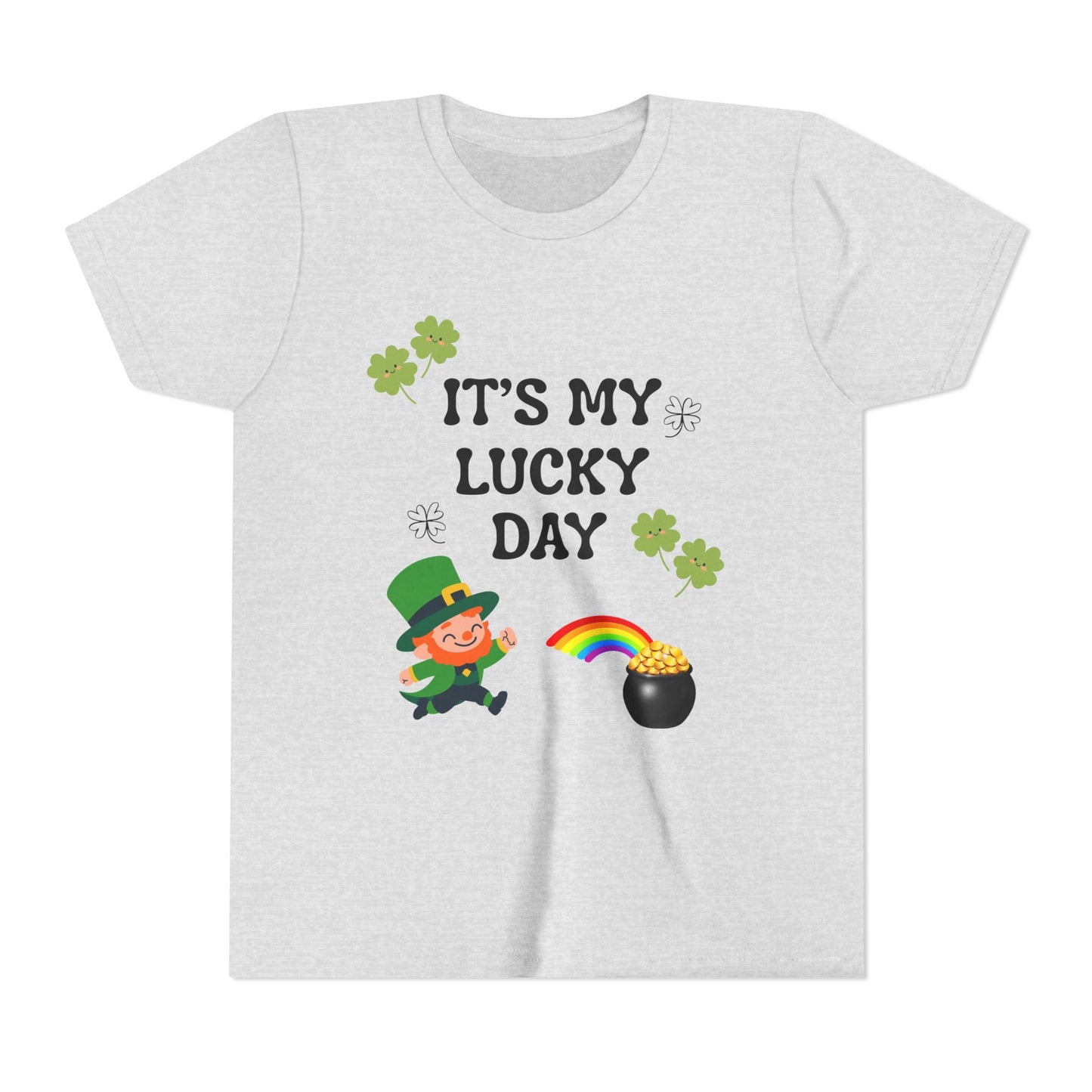 It's My Lucky Day Youth Tee | St. Patrick's Day Leprechaun, Shamrocks, Rainbow Pot of Gold