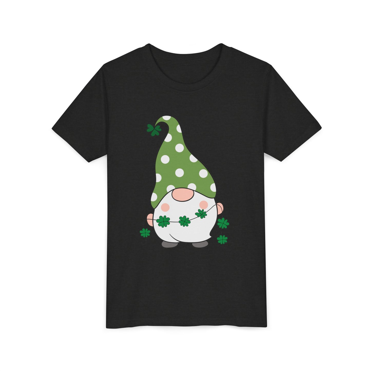 St. Patricks Gnome Youth Tee | Green Polka Dot Hat with Shamrocks