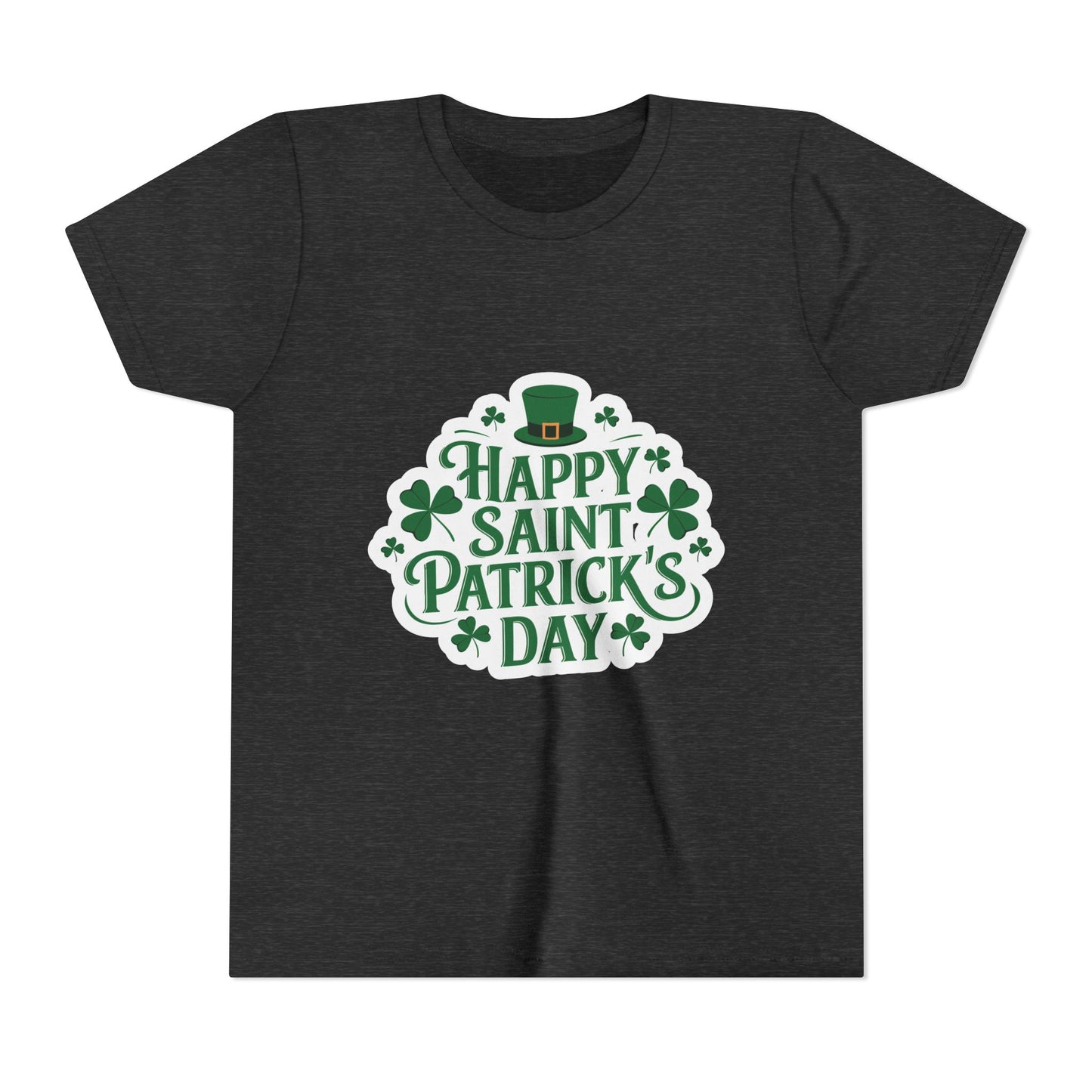 Happy Saint Patrick's Day Youth Tee | Shamrocks, Leprechaun Hat