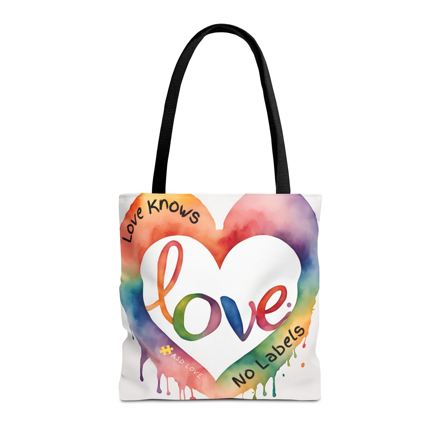 Love Knows No Labels Watercolor Drip Tote Bag - Embrace Acceptance & Harmony