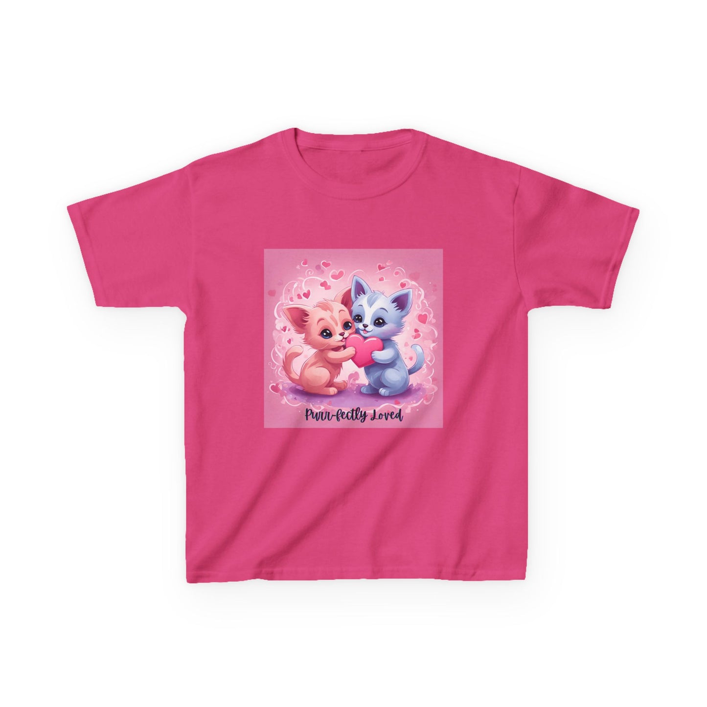 Purr-fectly Loved - Pink & Blue Kittens Valentine's Kids Tee