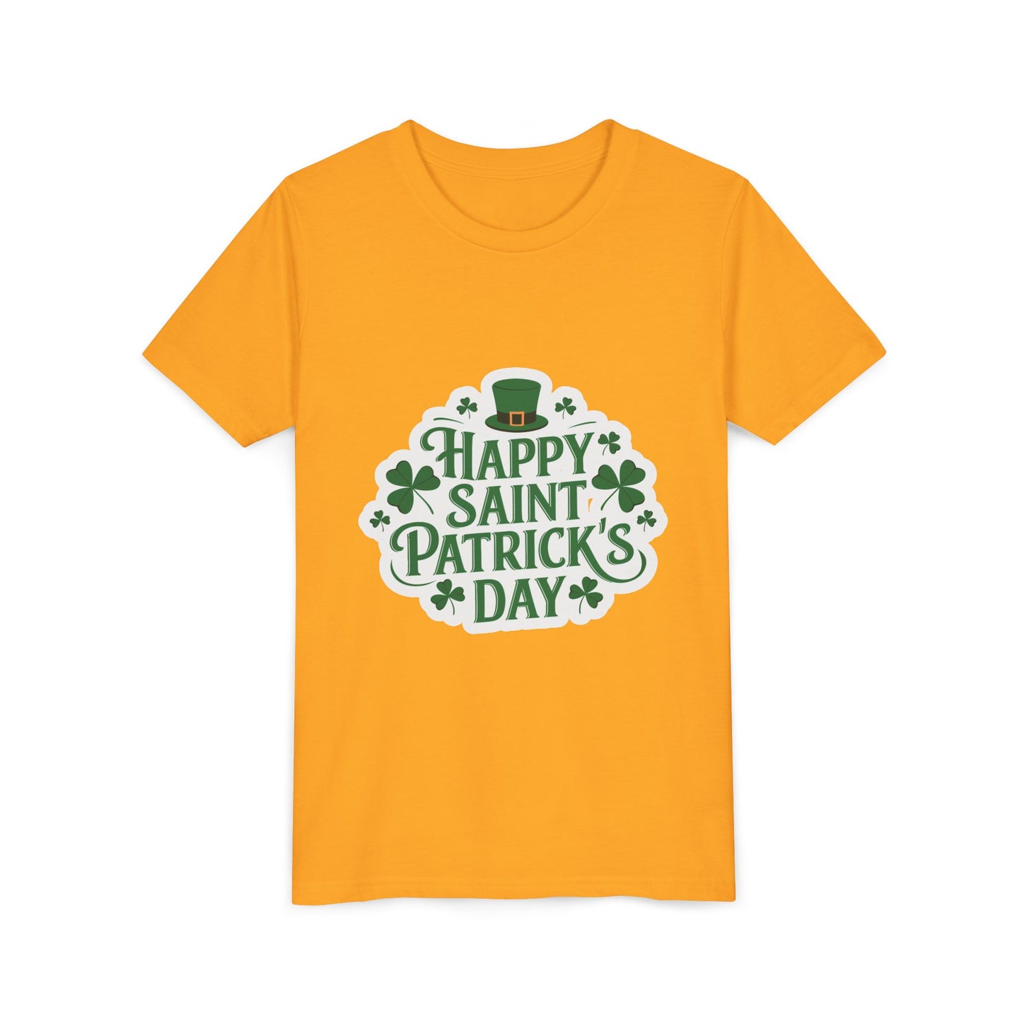 Happy Saint Patrick's Day Youth Tee | Shamrocks, Leprechaun Hat