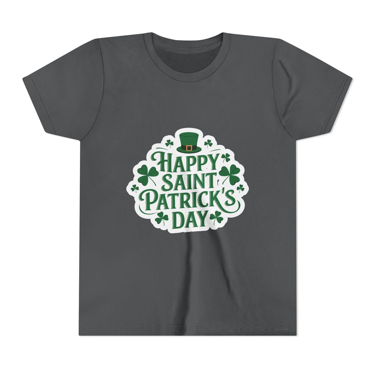 Happy Saint Patrick's Day Youth Tee | Shamrocks, Leprechaun Hat