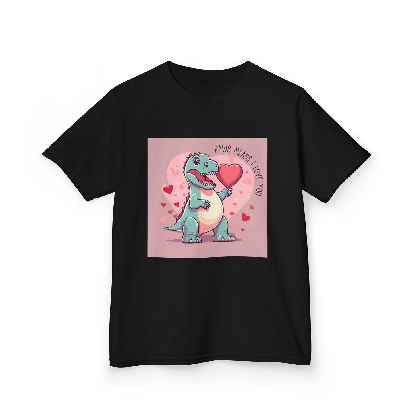 RAWR Means I LOVE YOU - Blue Dino Valentine's Kids Tee