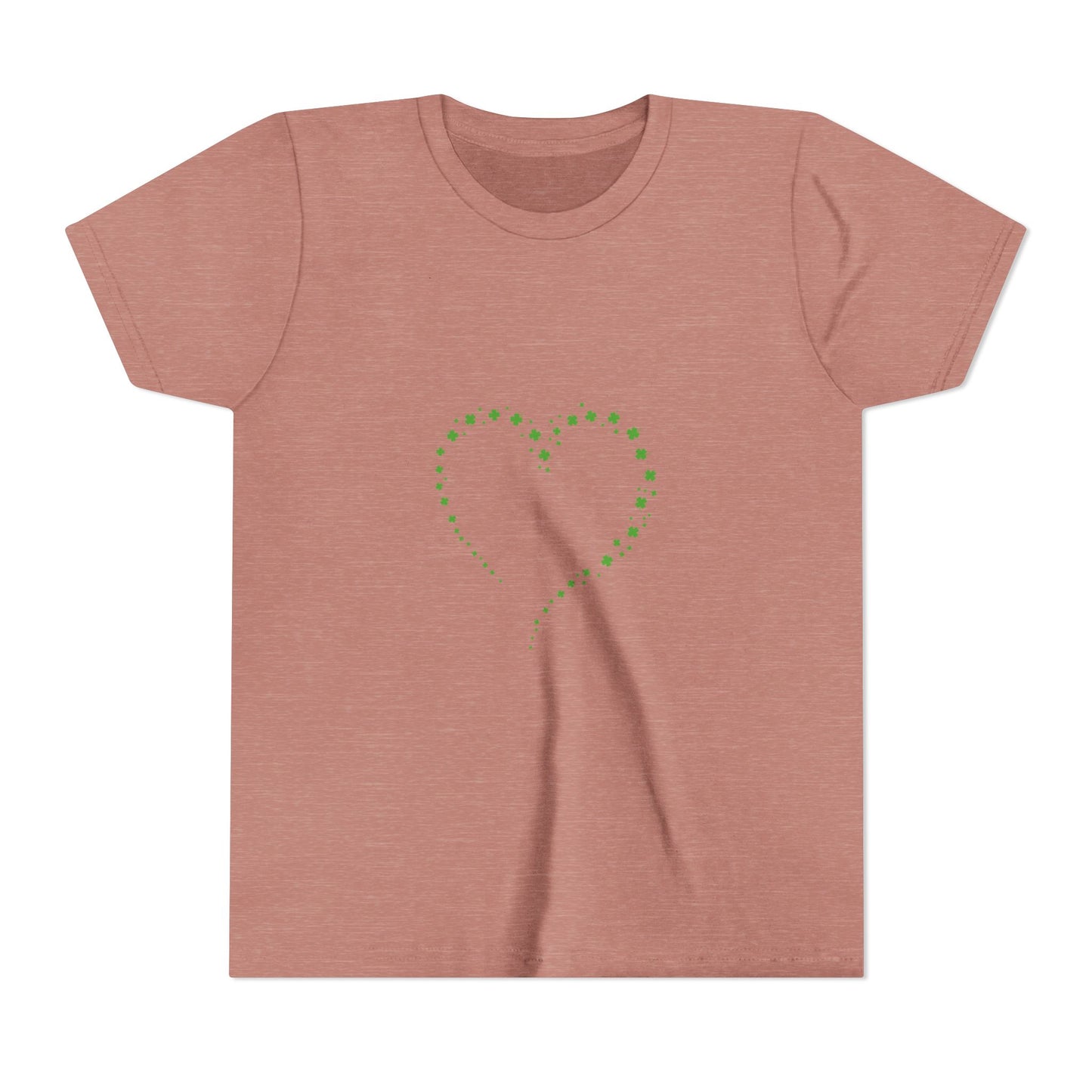 Green Heart Dotted Design Youth Tee | St. Patrick's Day Shamrock Motif