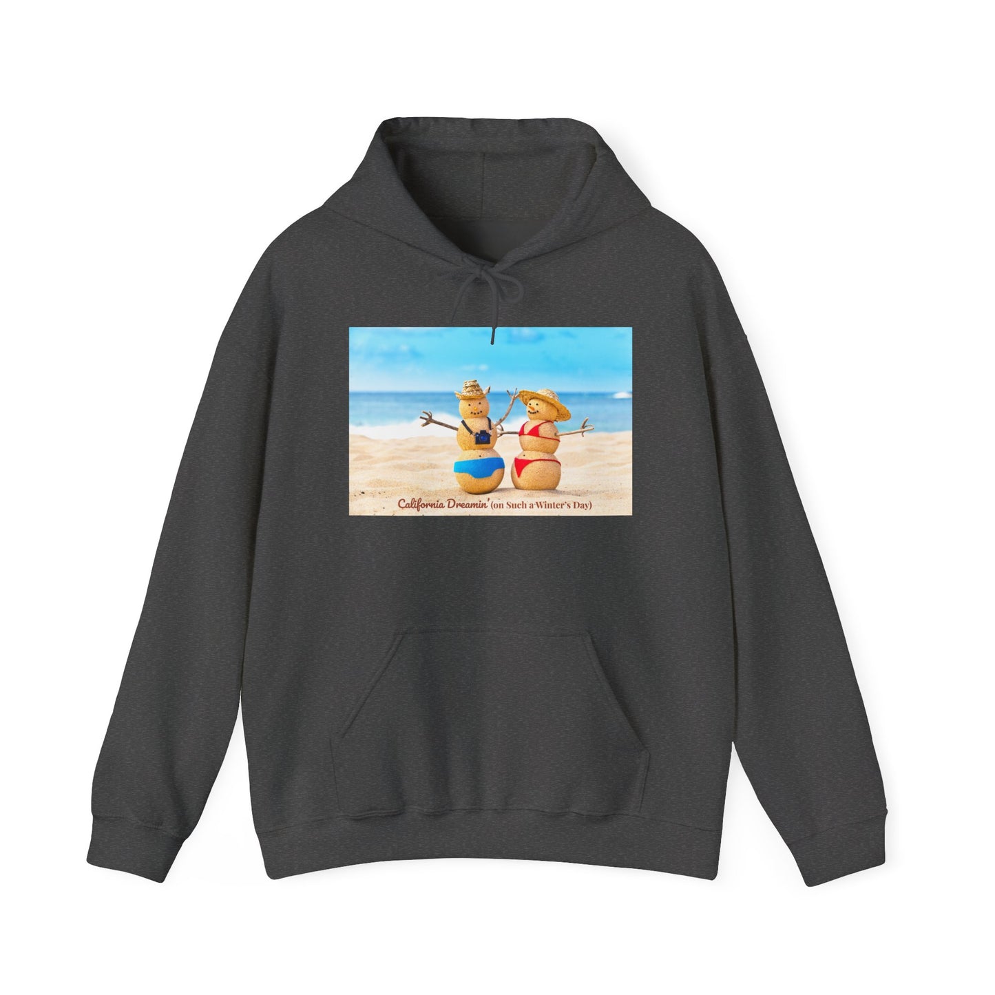 Funny Christmas Beach Hoodie | Mr. & Mrs. Sand Snowman | California Holiday Sweatshirt | Warm Coastal Gift | Unisex Winter Hoodie