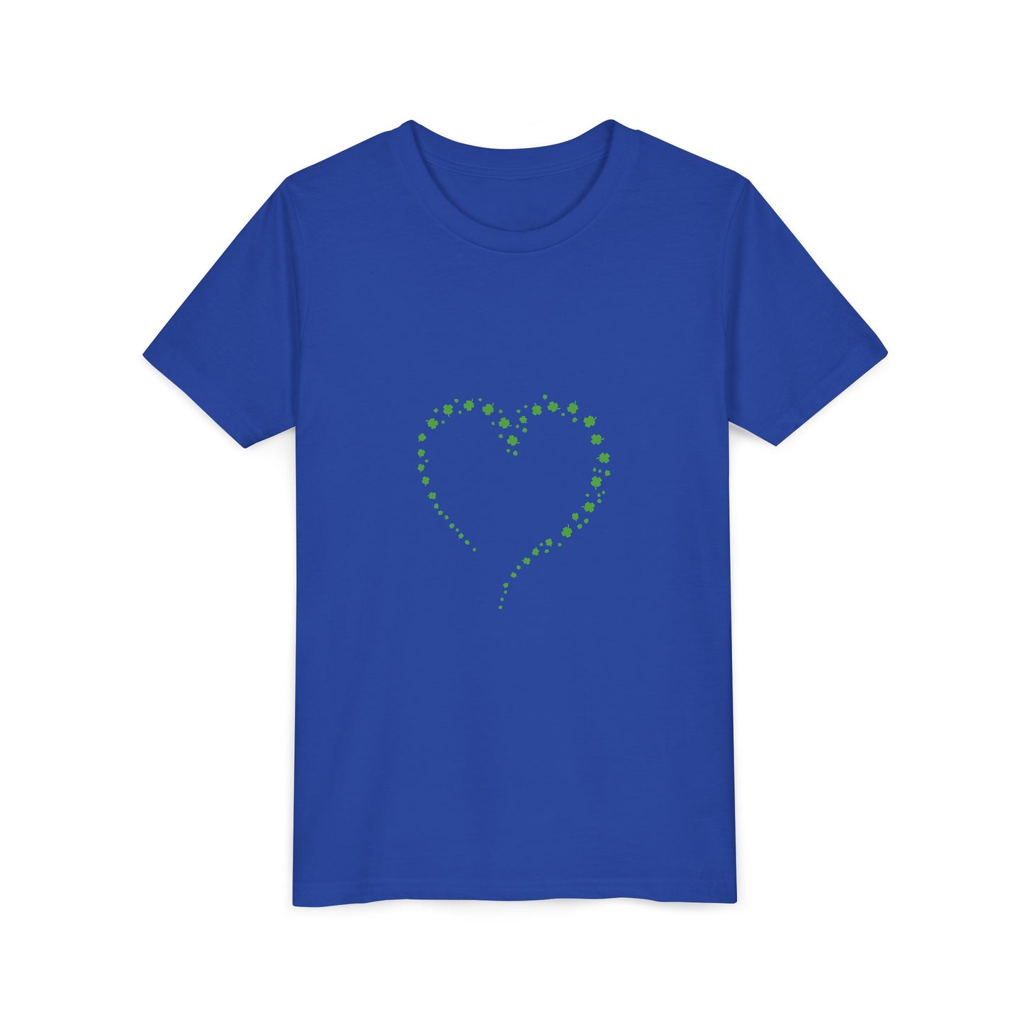 Green Heart Dotted Design Youth Tee | St. Patrick's Day Shamrock Motif