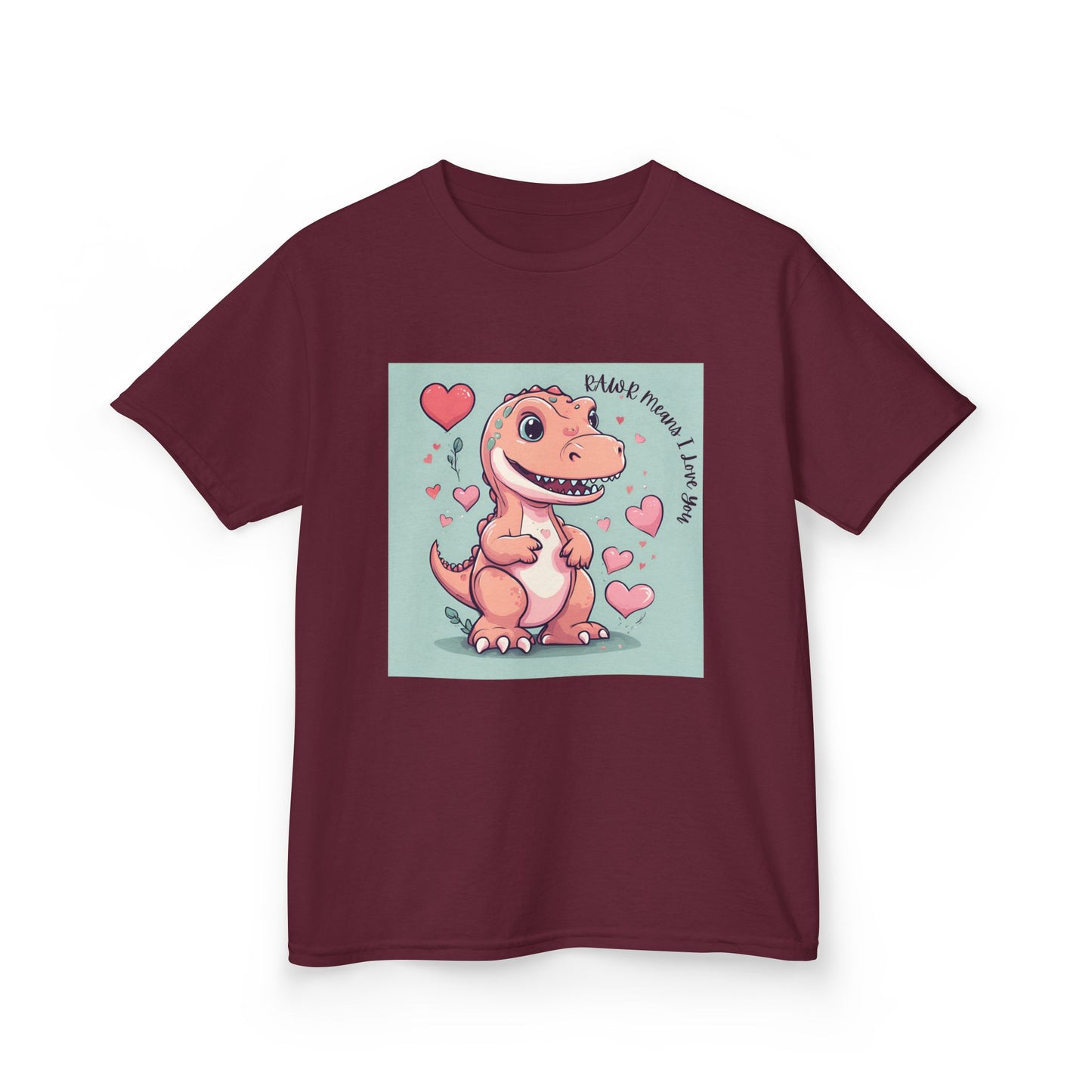 RAWR Means I LOVE YOU - Tan Dino Valentine's Kids Tee