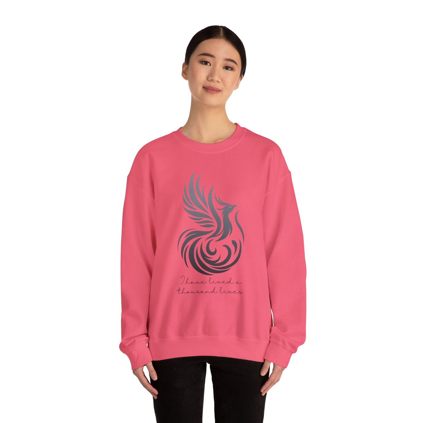 Phoenix Rising Sweatshirt - I Have Lived a Thousand Lives | Inspirational Unisex Sweatshirt - BlackF