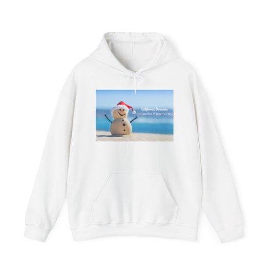California Dreamin Hoodie | Funny Beach Snowman Christmas Sweatshirt | Warm Holiday Hoodie | Winter Vacation Gift | Unisex Fit