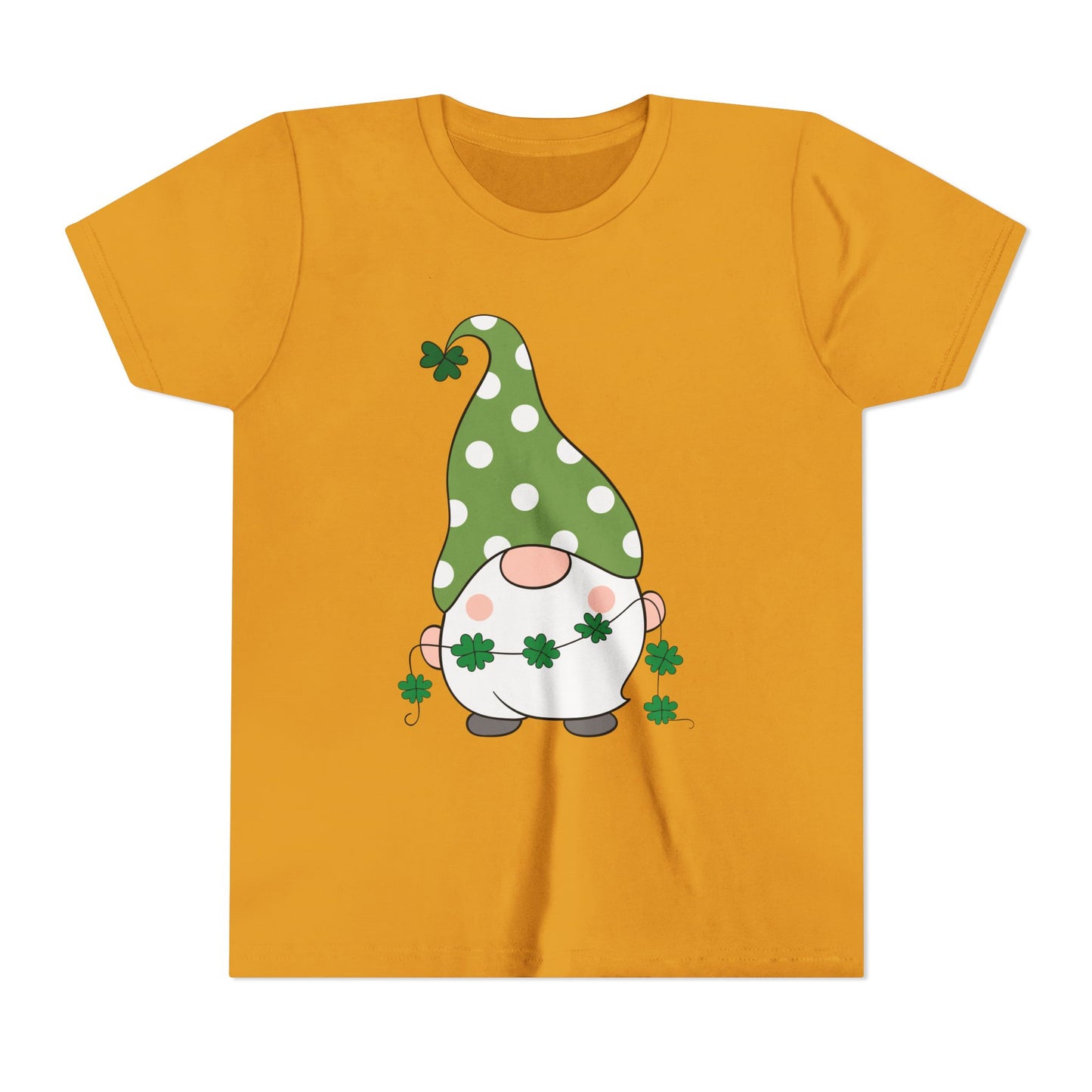 St. Patricks Gnome Youth Tee | Green Polka Dot Hat with Shamrocks