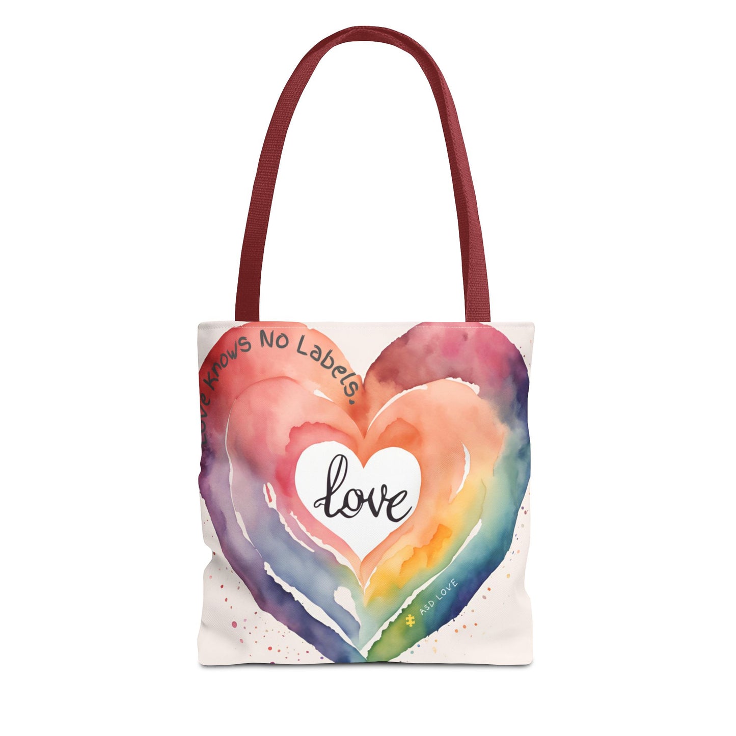 Love Knows No Labels Watercolor Heart Tote Bag - Celebrate Diversity &Unity