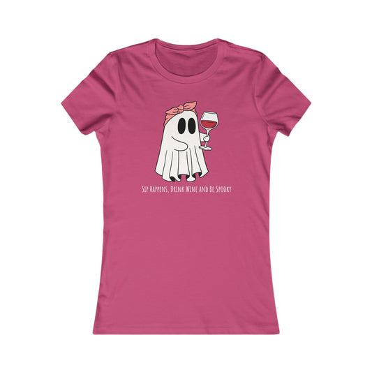 Sip Happens, Drink Wine and Be Spooky - Fun Ghost Halloween Wine Shirt