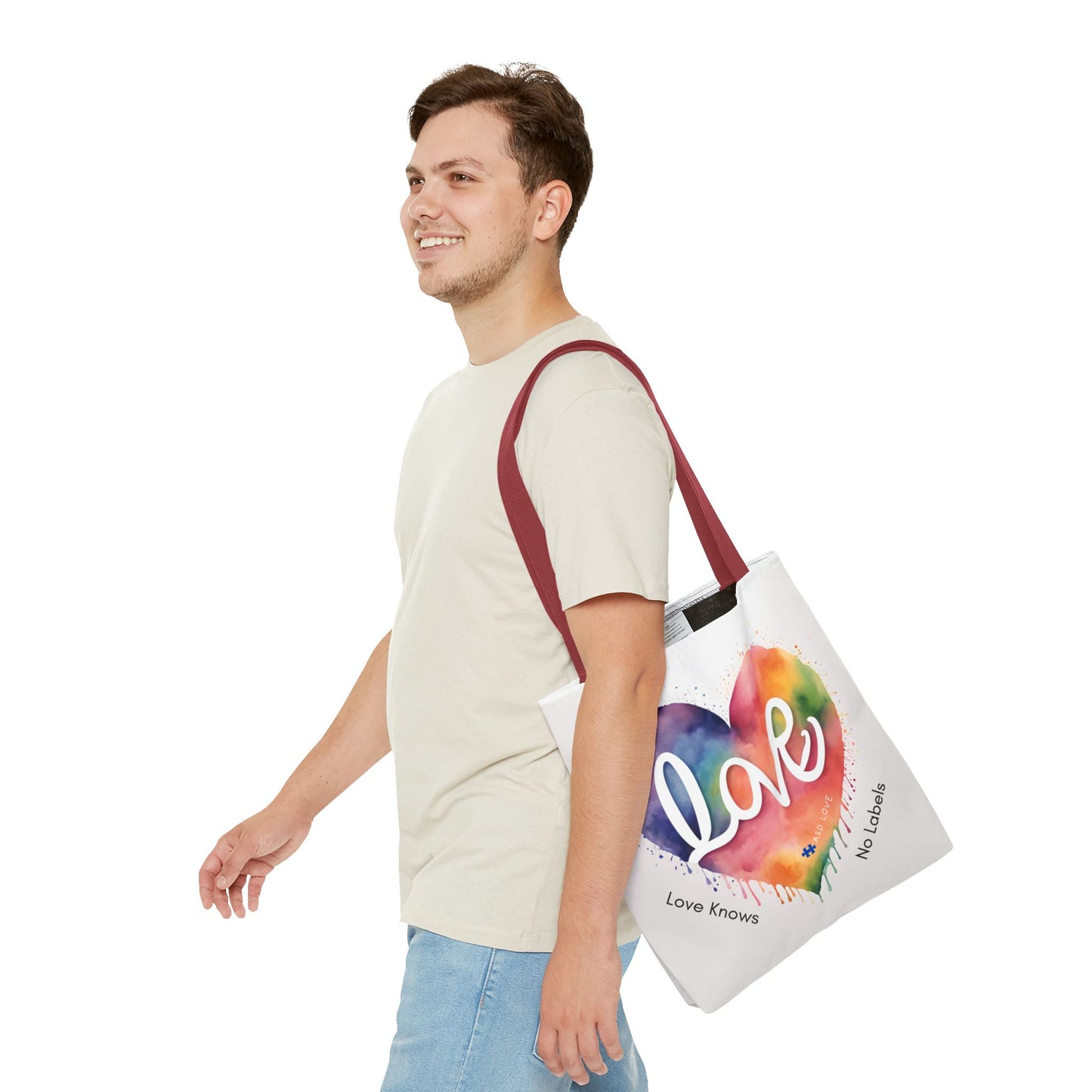 Love Knows No Labels Heart Drip Tote Bag - Show Your Pride & Inclusivity