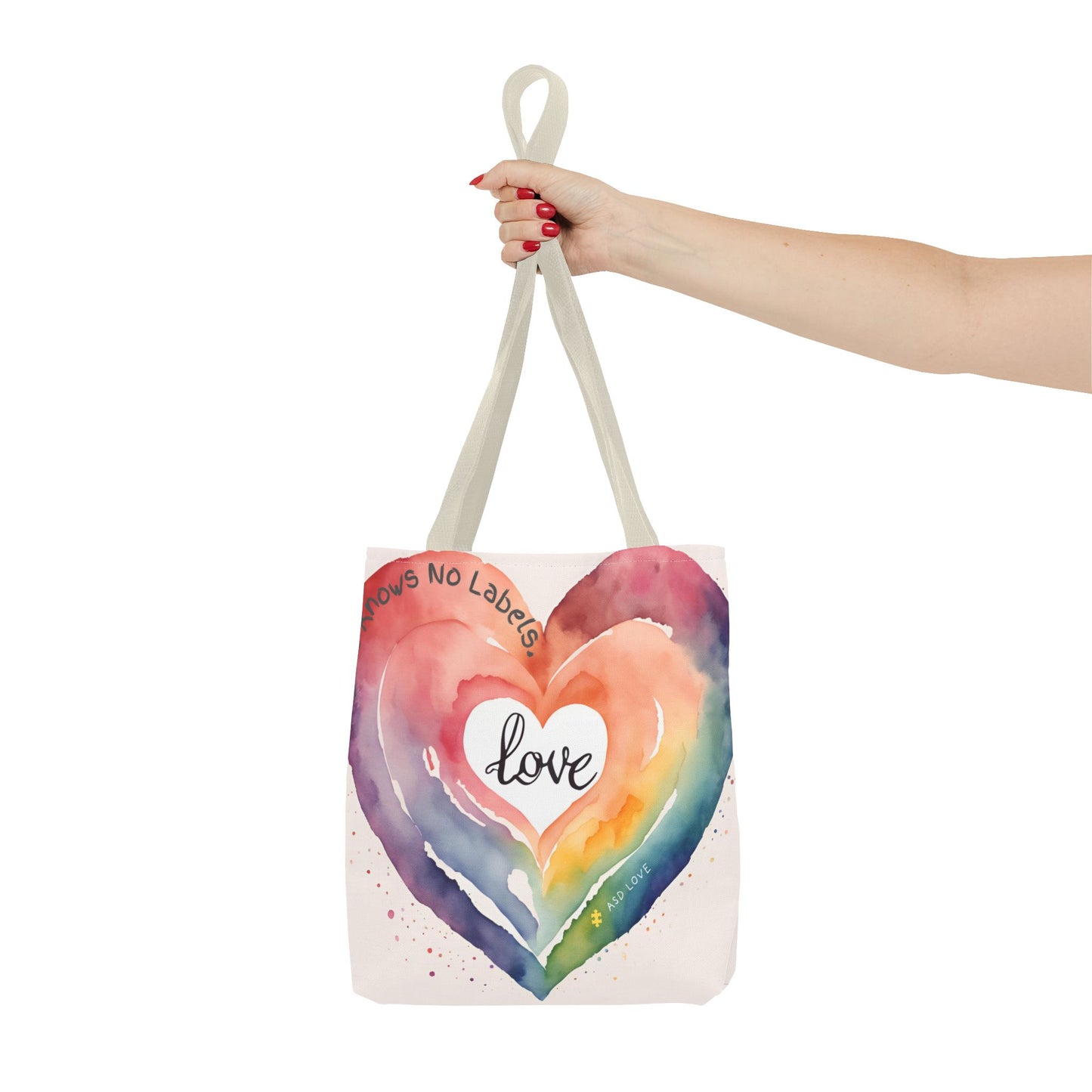 Love Knows No Labels Watercolor Heart Tote Bag - Celebrate Diversity &Unity