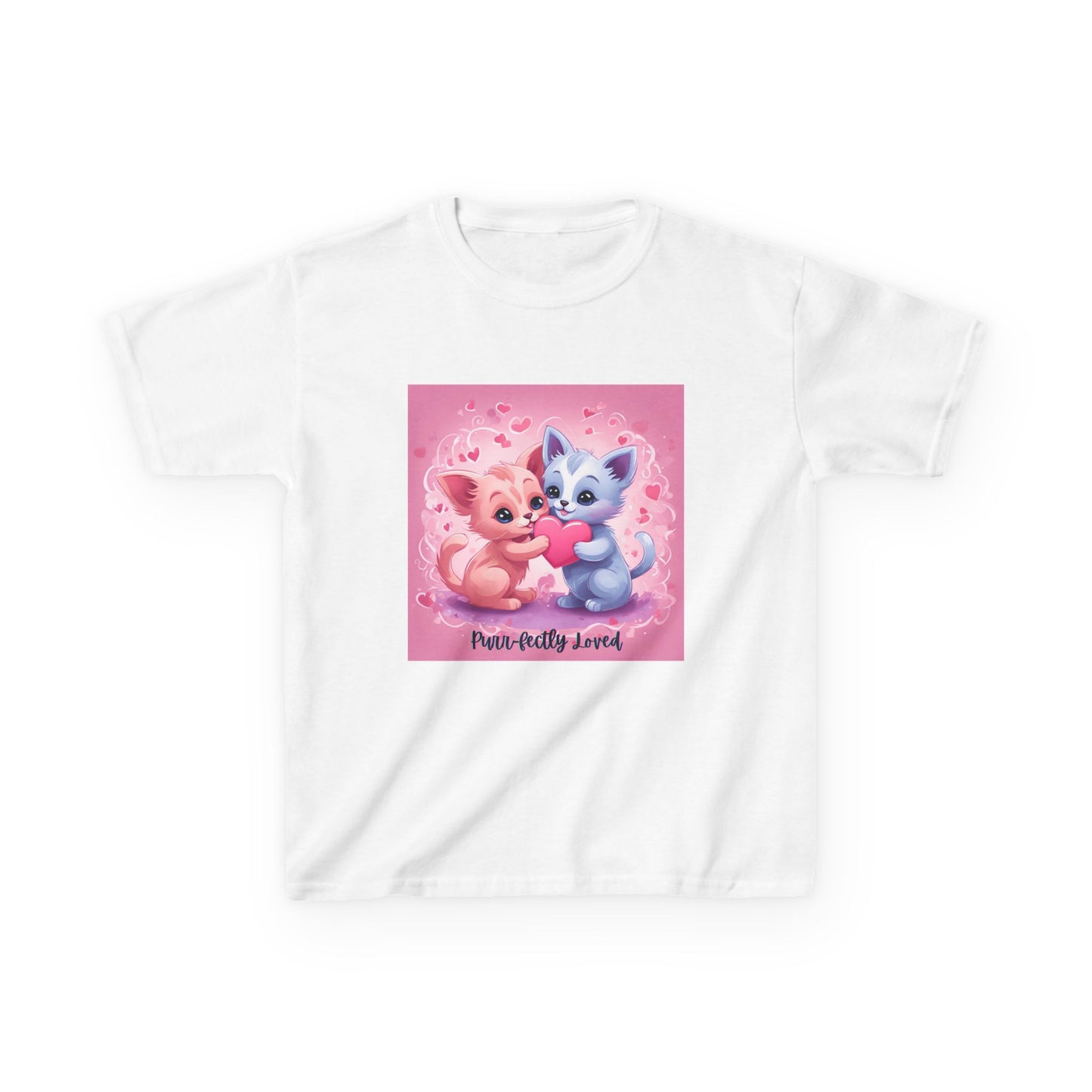 Purr-fectly Loved - Pink & Blue Kittens Valentine's Kids Tee