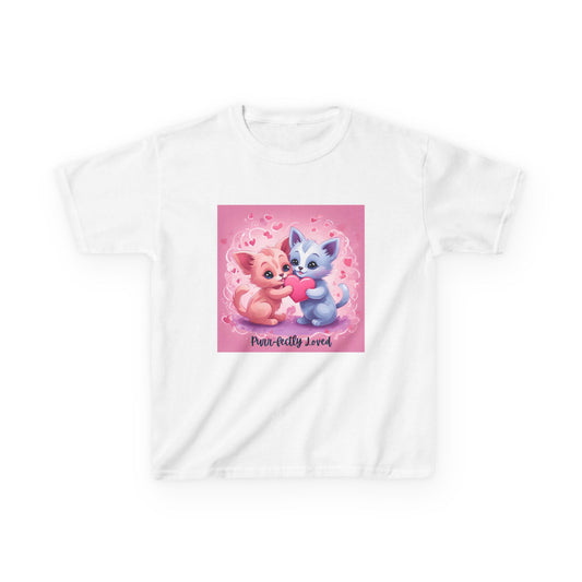Purr-fectly Loved - Pink & Blue Kittens Valentine's Kids Tee