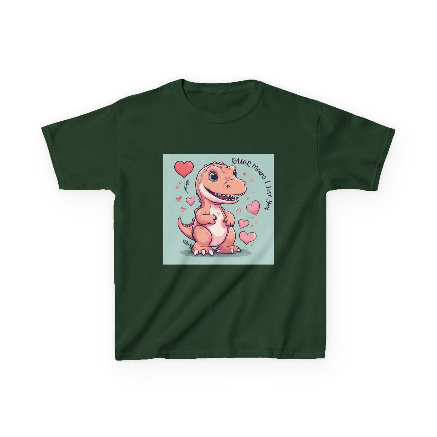 RAWR Means I LOVE YOU - Tan Dino Valentine's Kids Tee