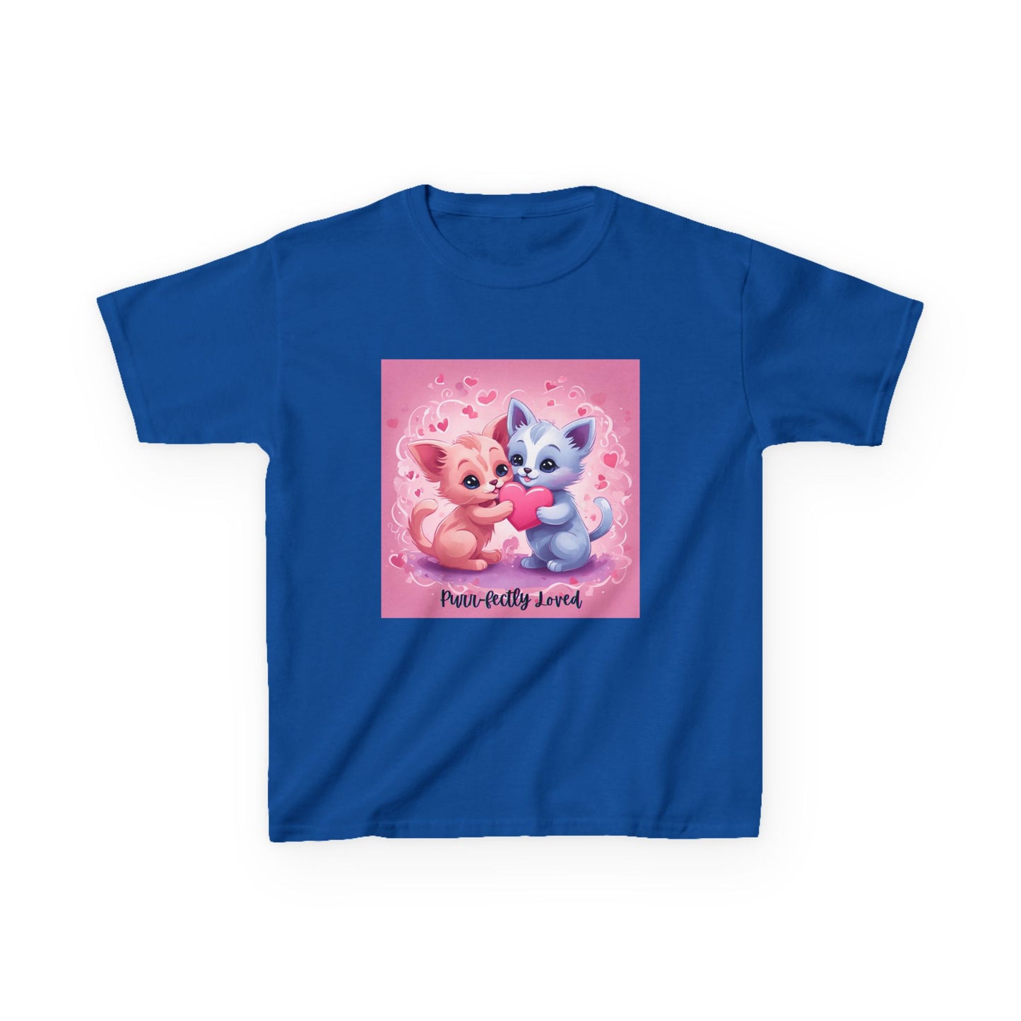 Purr-fectly Loved - Pink & Blue Kittens Valentine's Kids Tee