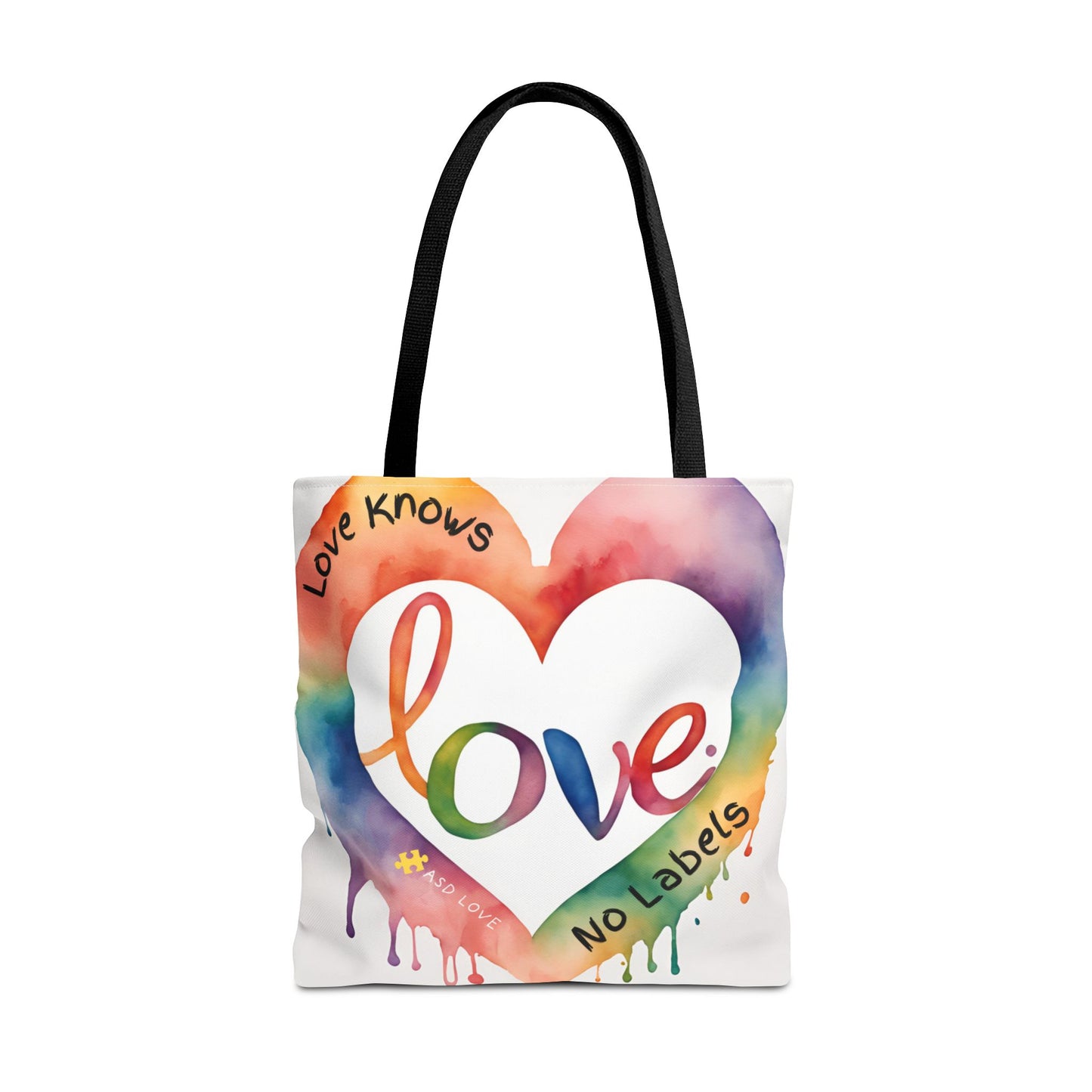 Love Knows No Labels Watercolor Drip Tote Bag - Embrace Acceptance & Harmony