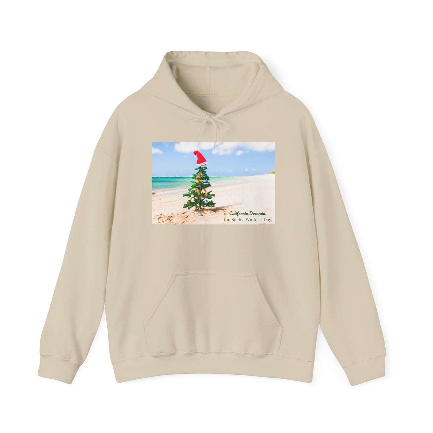 California Dreamin (on Such a Winter's Day) Hoodie - Featuring Santa Tree on the Beach