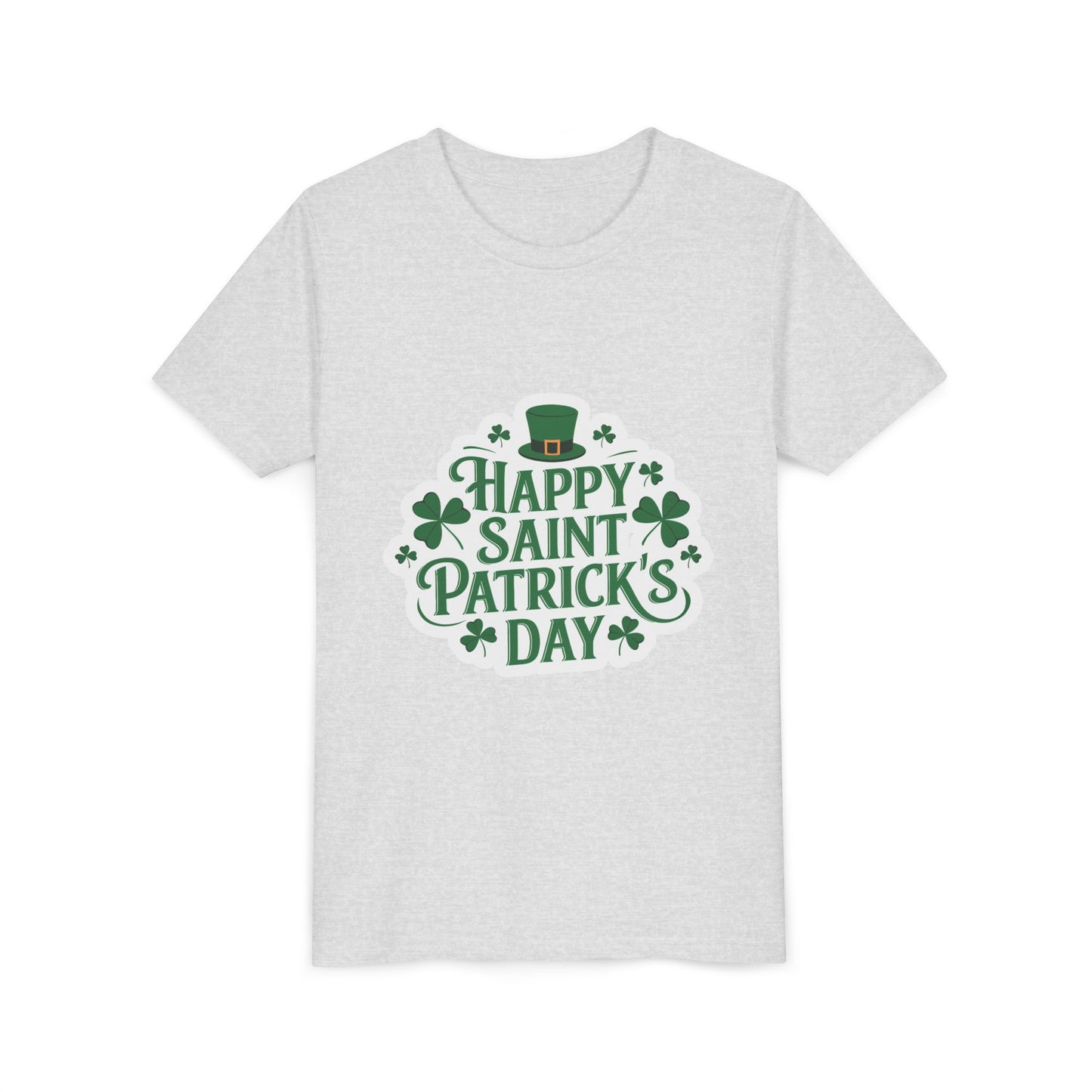 Happy Saint Patrick's Day Youth Tee | Shamrocks, Leprechaun Hat