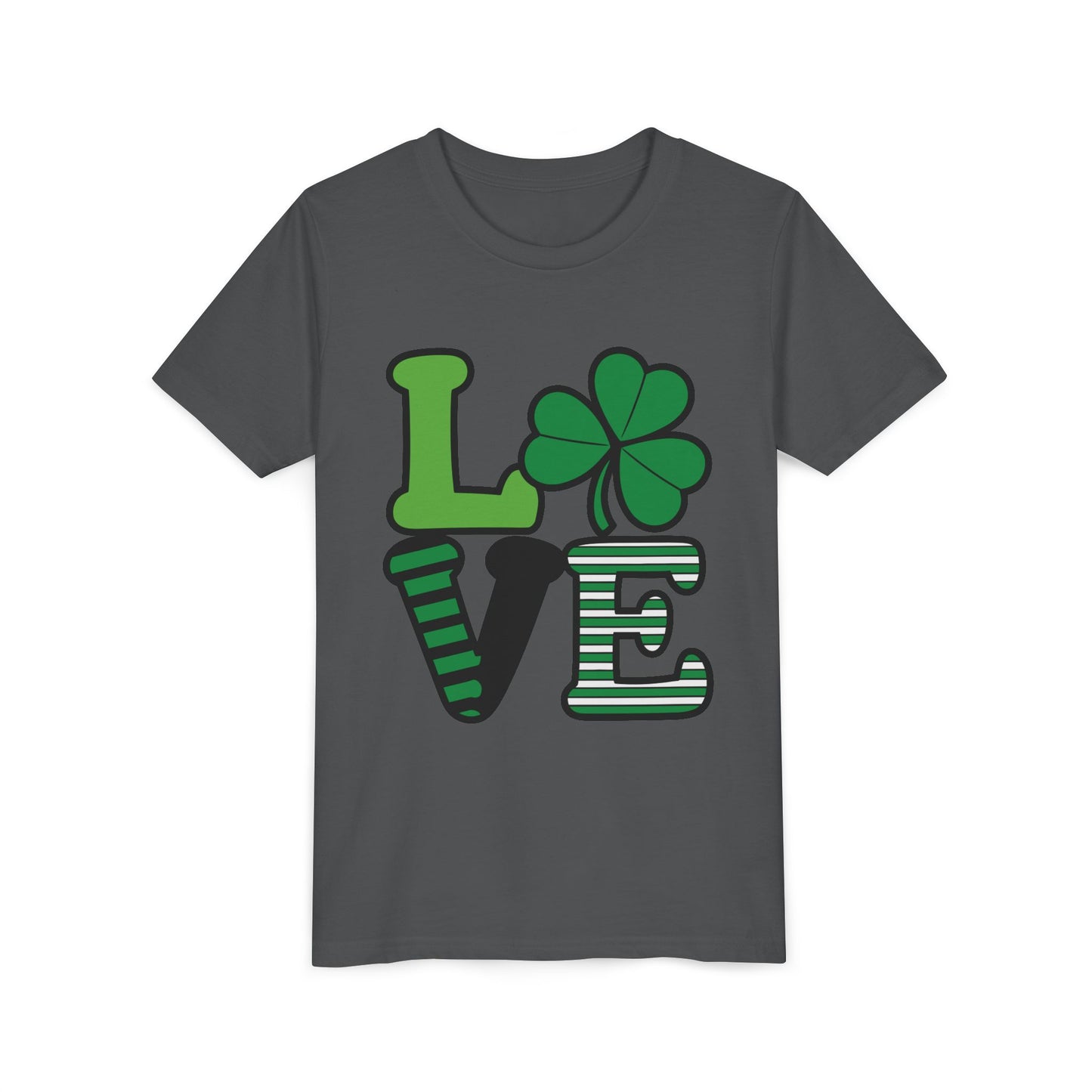 LOVE Shamrock Youth Tee | St. Patrick's Day Clover Graphic