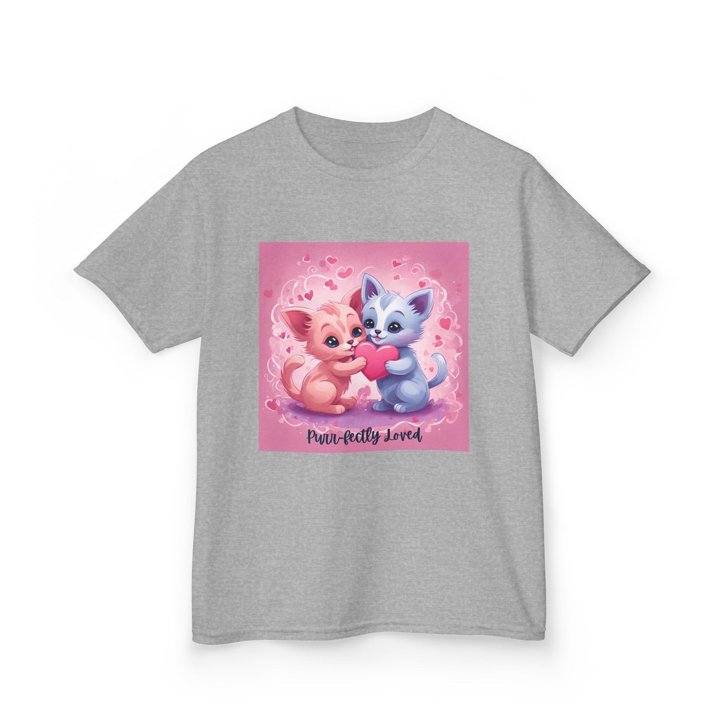 Purr-fectly Loved - Pink & Blue Kittens Valentine's Kids Tee