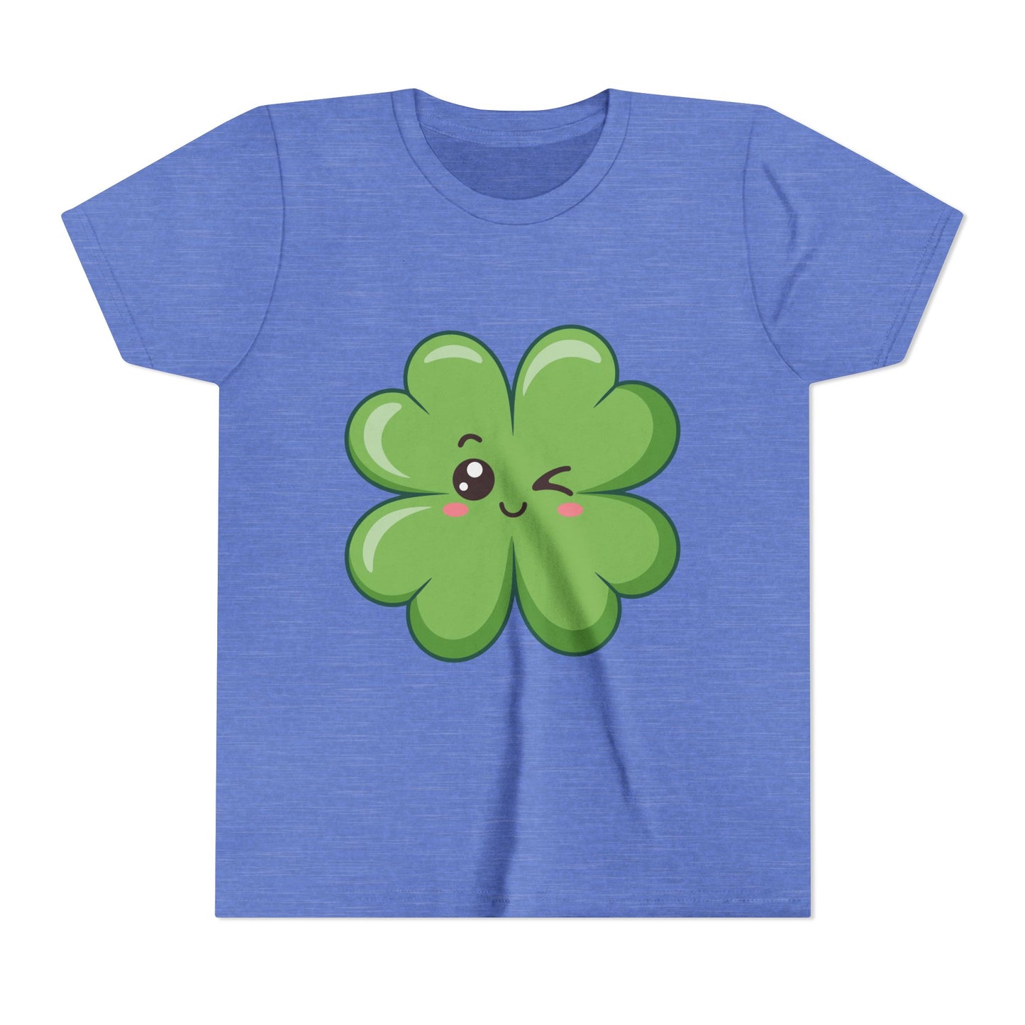 Kawaii Lucky Four-Leaf Clover Youth Tee | Cute St. Patrick's Day Shirt