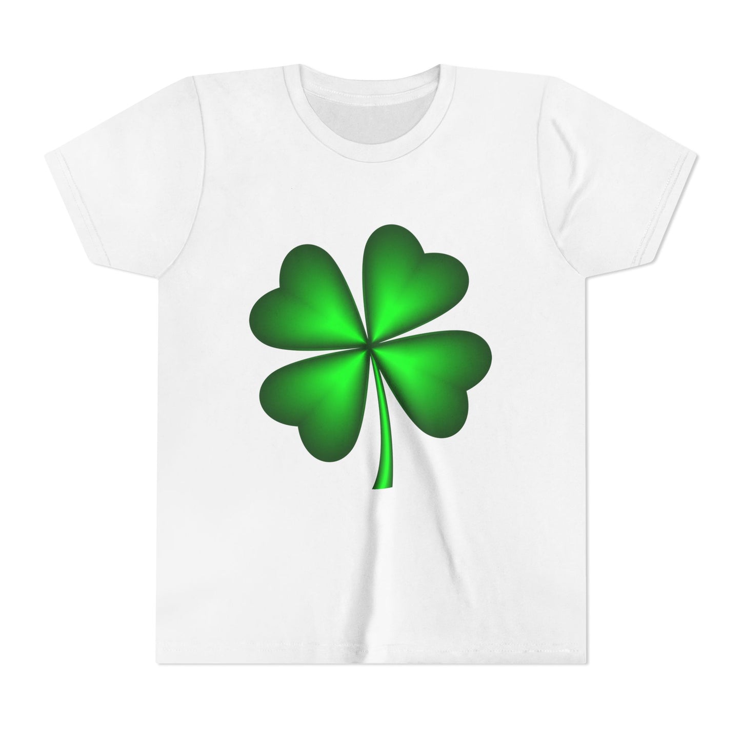 Green Four-Leaf Clover Youth Tee | St. Patrick's Day Shamrock Shirt