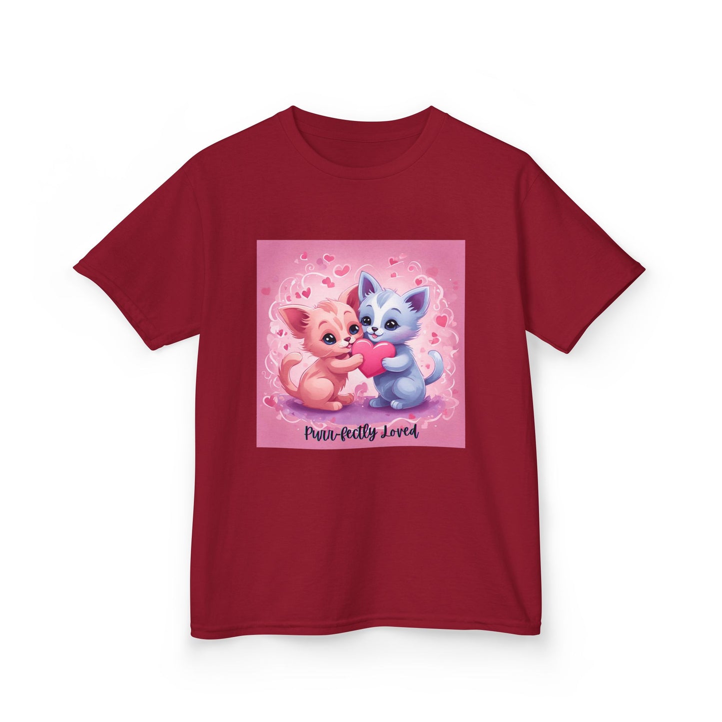 Purr-fectly Loved - Pink & Blue Kittens Valentine's Kids Tee