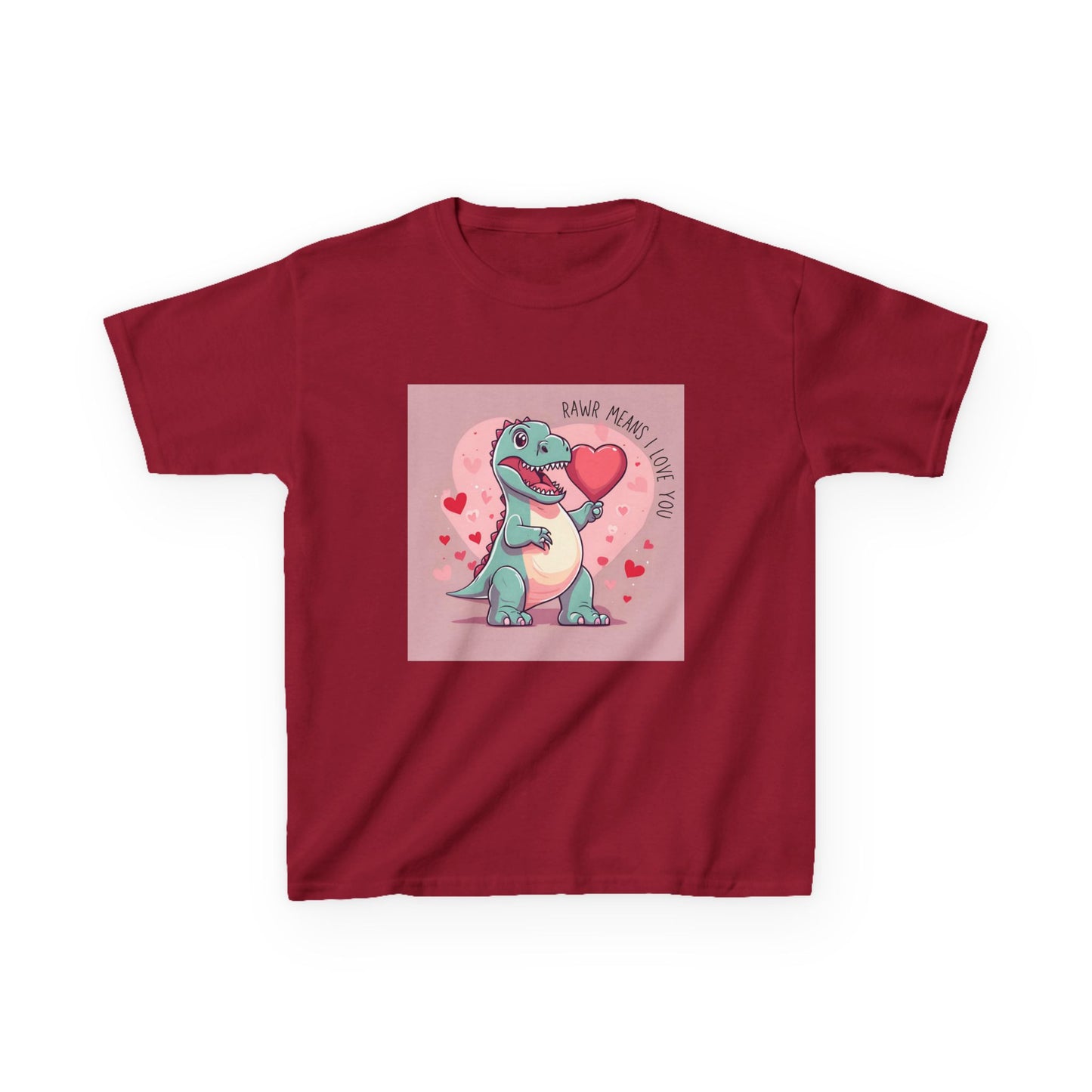 RAWR Means I LOVE YOU - Blue Dino Valentine's Kids Tee