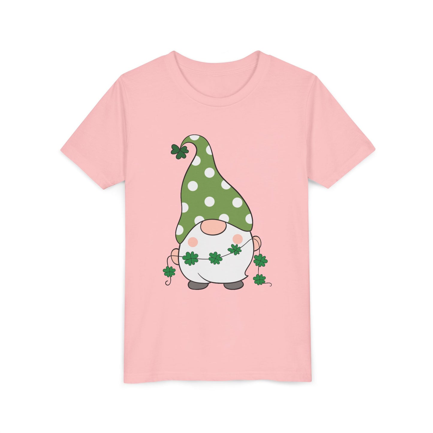 St. Patricks Gnome Youth Tee | Green Polka Dot Hat with Shamrocks