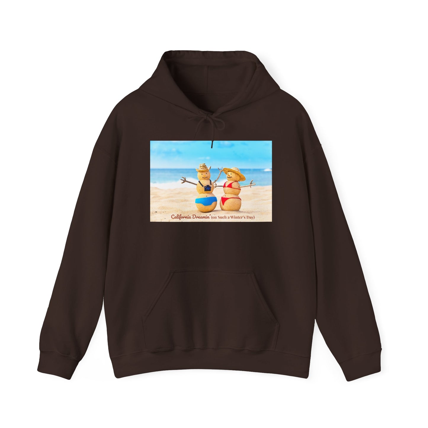 Funny Christmas Beach Hoodie | Mr. & Mrs. Sand Snowman | California Holiday Sweatshirt | Warm Coastal Gift | Unisex Winter Hoodie