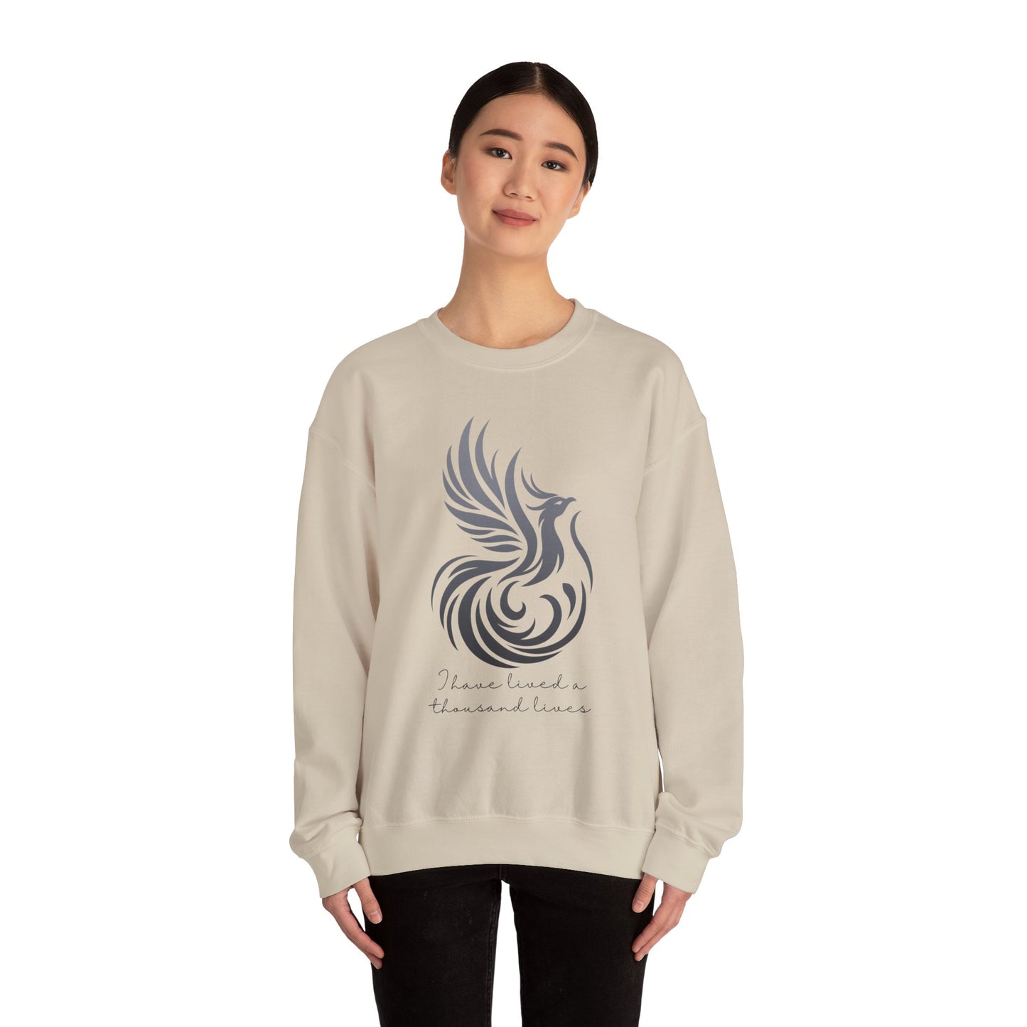 Phoenix Rising Sweatshirt - I Have Lived a Thousand Lives | Inspirational Unisex Sweatshirt - BlackF