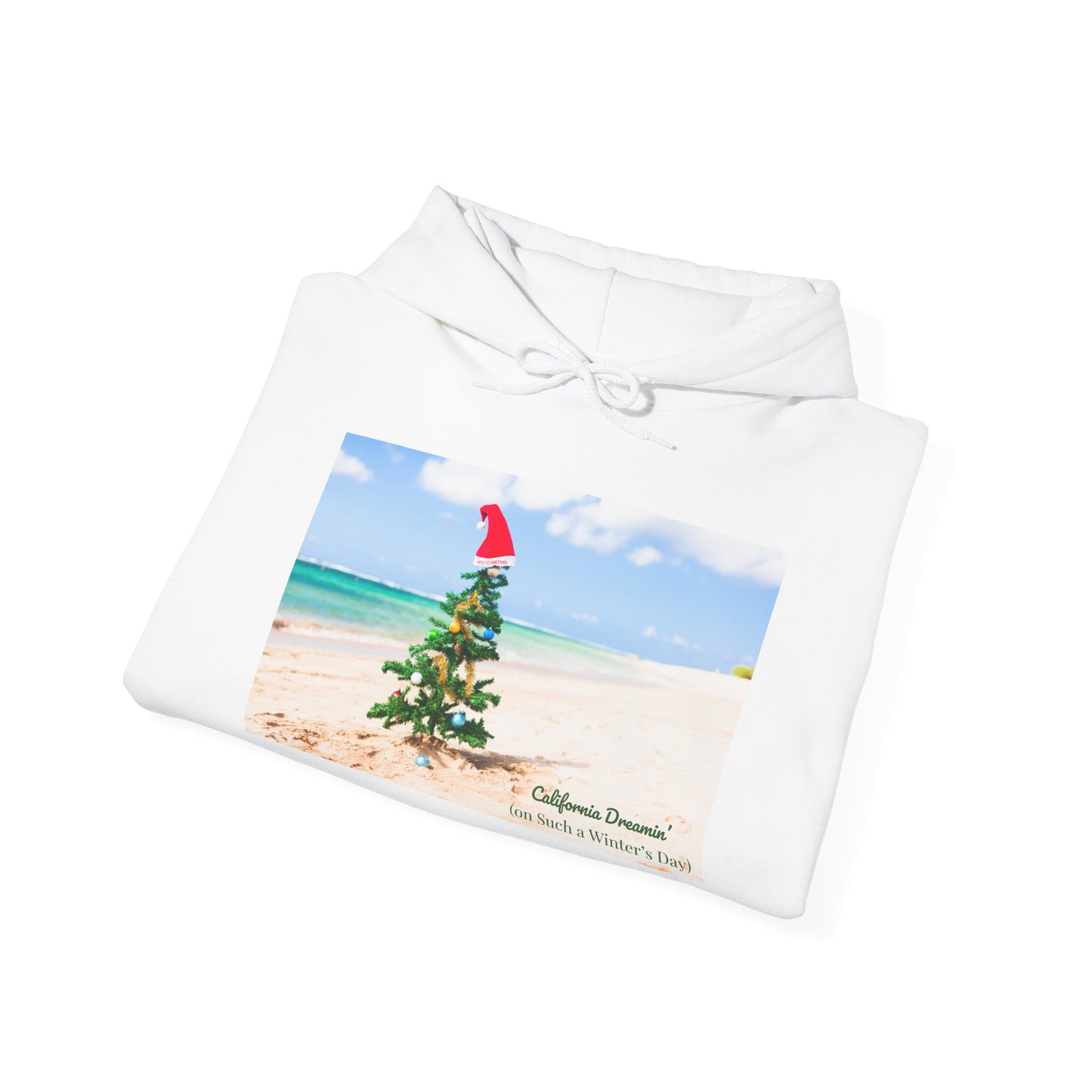 California Dreamin (on Such a Winter's Day) Hoodie - Featuring Santa Tree on the Beach
