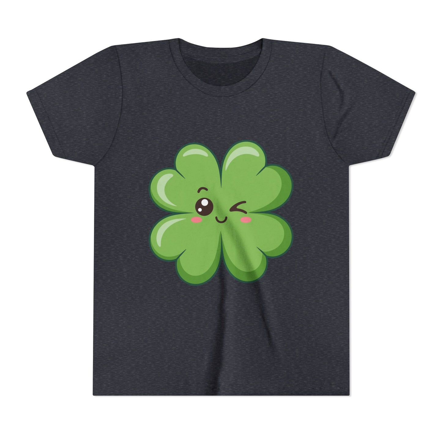Kawaii Lucky Four-Leaf Clover Youth Tee | Cute St. Patrick's Day Shirt