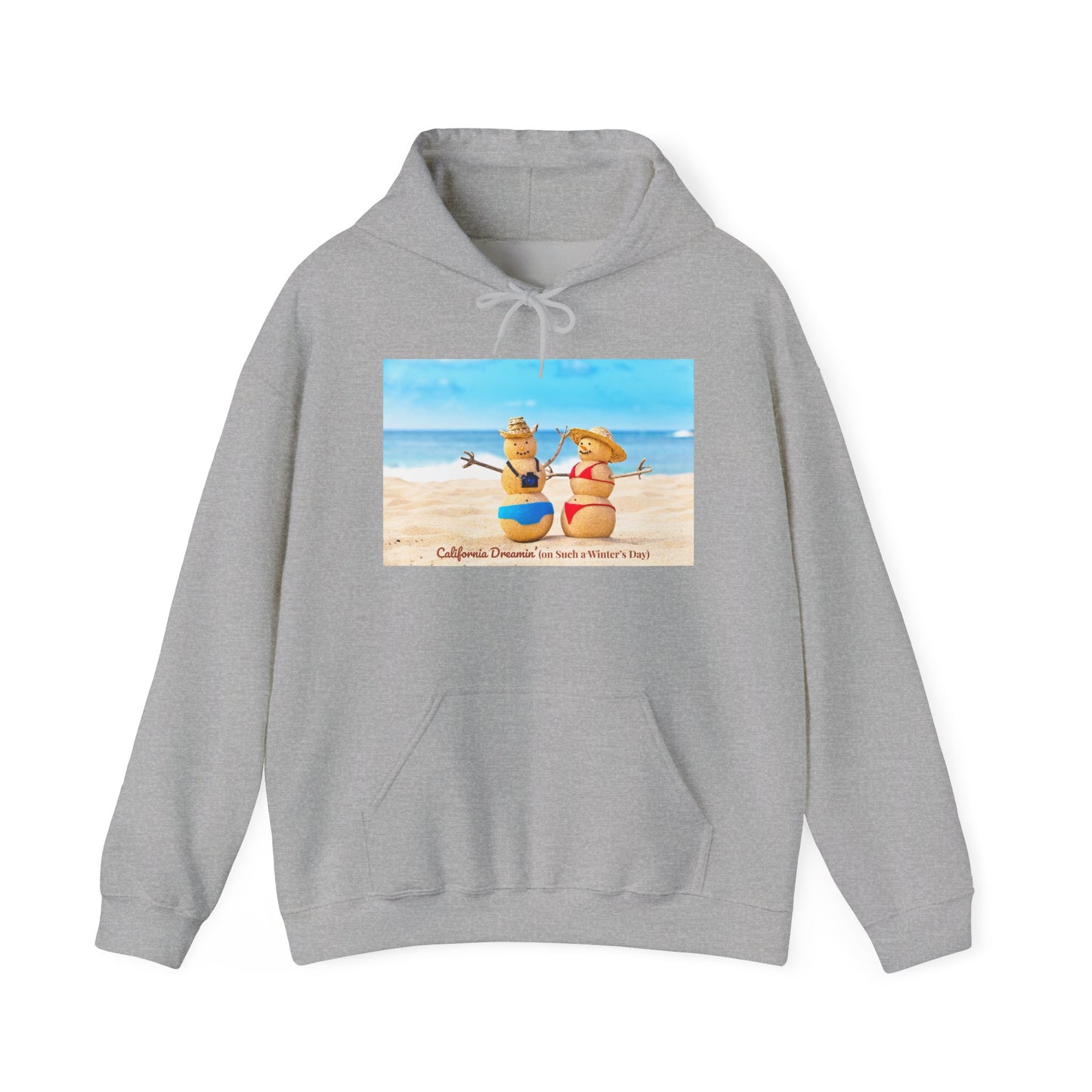Funny Christmas Beach Hoodie | Mr. & Mrs. Sand Snowman | California Holiday Sweatshirt | Warm Coastal Gift | Unisex Winter Hoodie