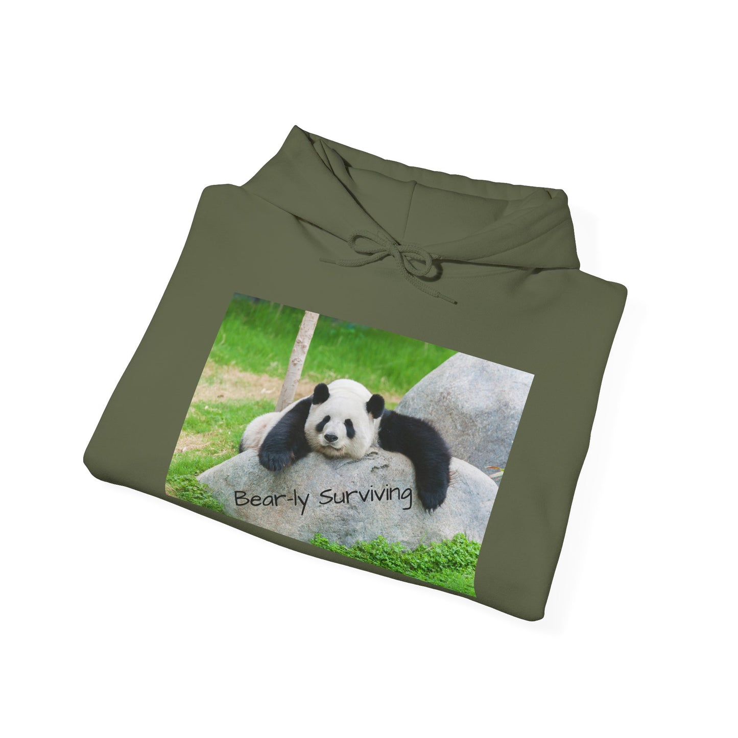 Funny Panda Hoodie | Bear-ly Surviving Sweatshirt | Lazy Mood Cozy Hoodie | Mental Health Humor Gift | Unisex Loungewear | Panda Lover