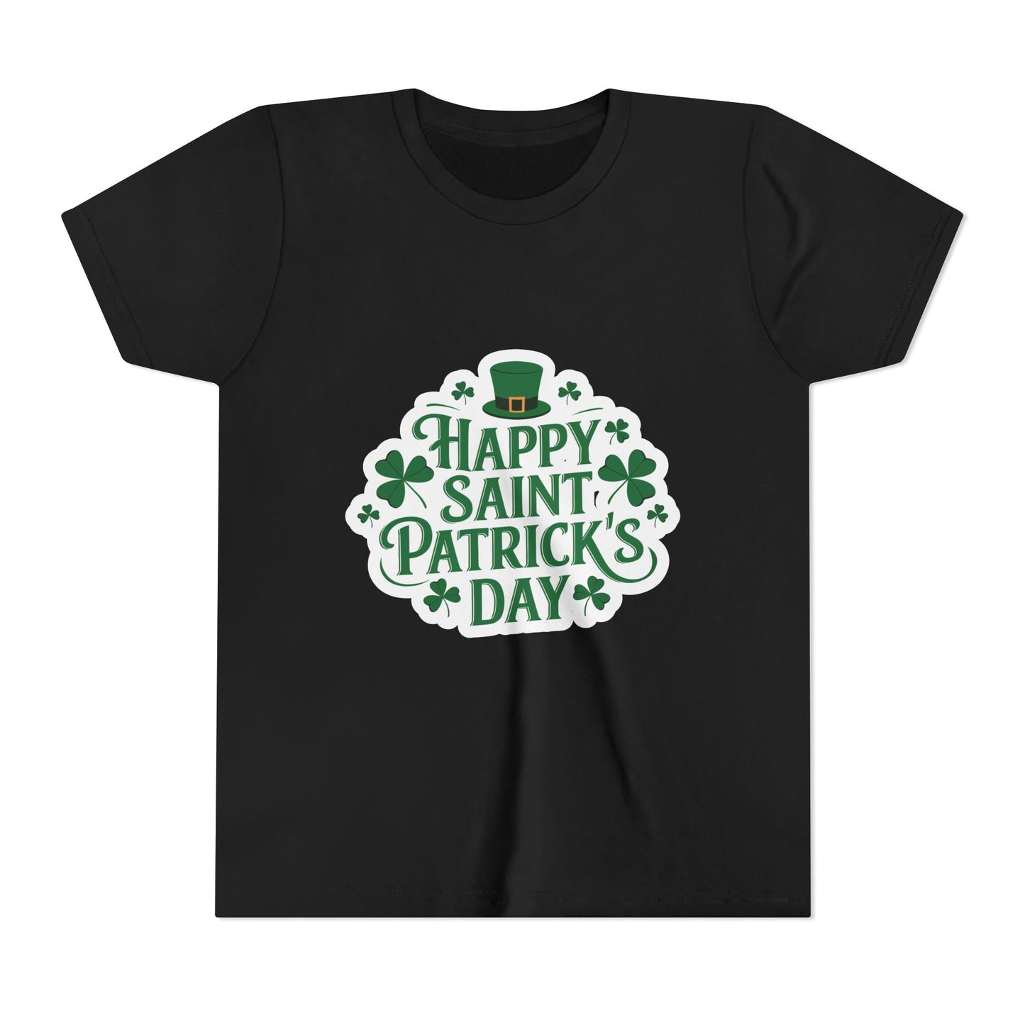 Happy Saint Patrick's Day Youth Tee | Shamrocks, Leprechaun Hat